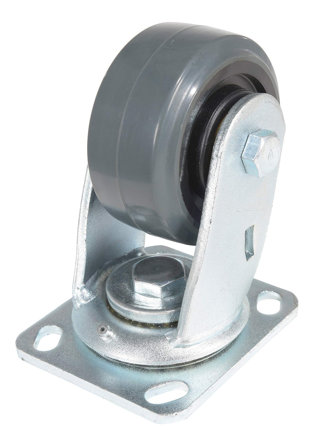 Vestil CST-KSM-4X2MR-S Rubber Swivel Caster 4 in. Diameter x 2 in. Width 551 Lb. Capacity Dark Gray/Gold