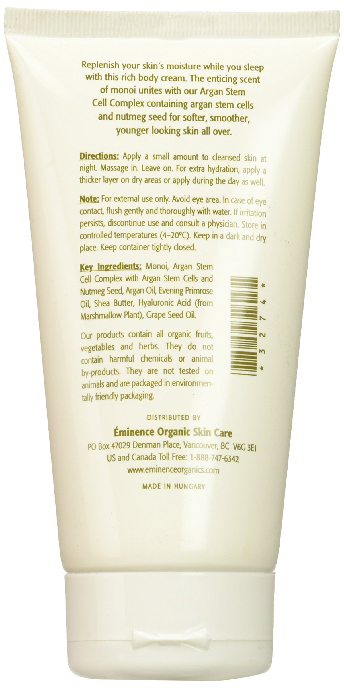 Eminence Monoi Night Body Cream for Unisex - 5 oz Cream