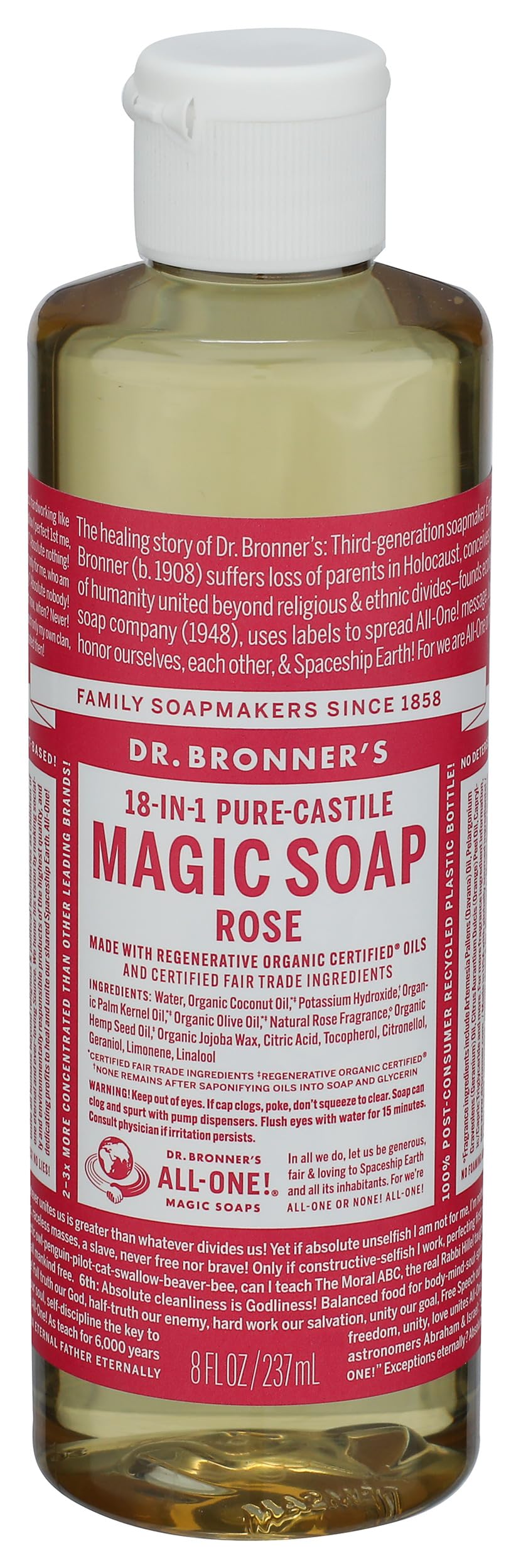 Dr. Bronners Rose Castile Soap, 8 FZ Beauty & Personal Care Dr. Bronner's