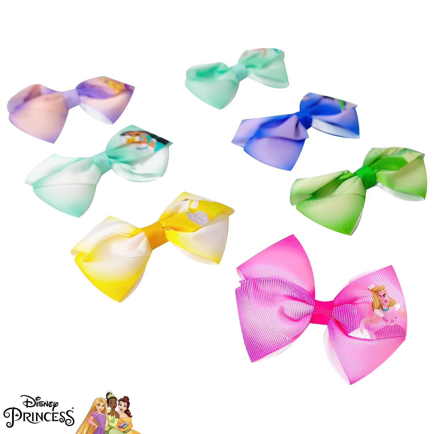 Disney Princess - Girls Hair Accessories Gift Set - Kids Hair Bows - 7 Pcs 4 Inch Bundle - Different Princess on Each Clip - Alligator Clip Ages 3+ Beauty & Personal Care LUV HER