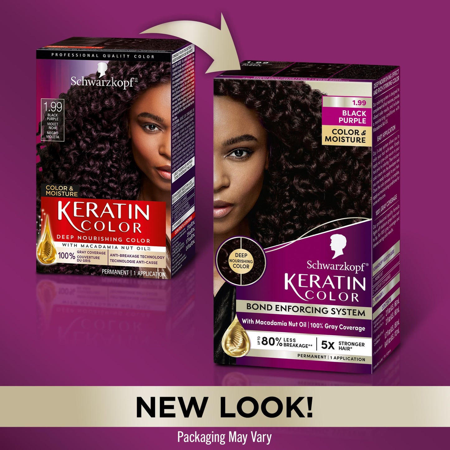 Schwarzkopf Keratin Color Permanent Hair Color, 1.99 Black Purple, 1 Application - Professionally Inspired Permanent Hair Dye, for up to 80% Less Beauty & Personal Care Schwarzkopf