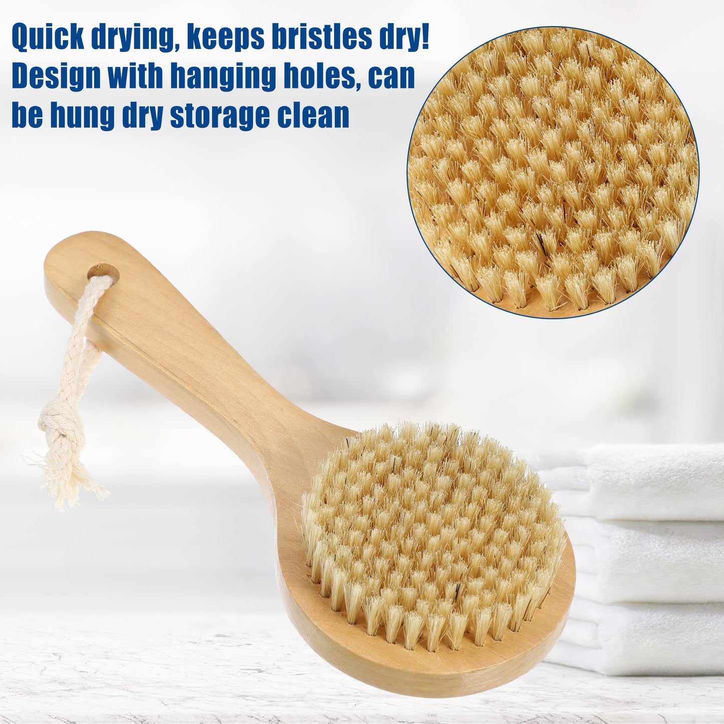 VOCOSTE 1 Pcs Bath Brush, Back Scrubber Wood for Shower with Short Handle, Brown, 7.9 Inches Beauty and Personal Care VOCOSTE
