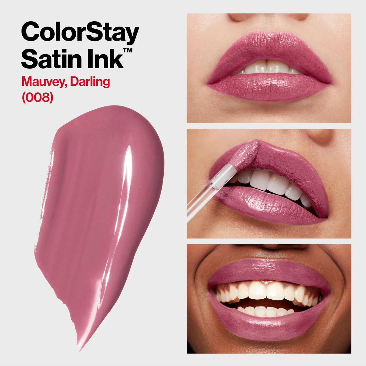 Revlon ColorStay Satin Ink Liquid Lipstick, Longwear Rich Lip Colors, Formulated with Black Currant Seed Oil, 008 Mauvey, Darling, 0.17 fl oz Beauty & Personal Care REVLON