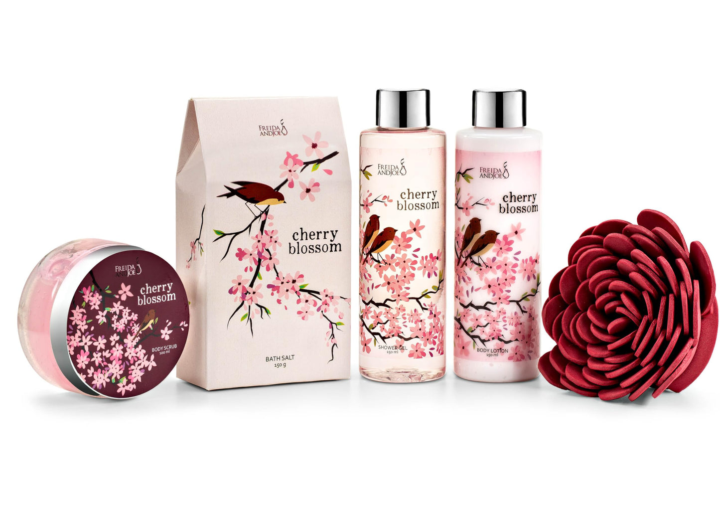 Spa Gift Set Bath & Body Basket for Women & Men, Cherry Blossom Beauty and Personal Care Freida and Joe