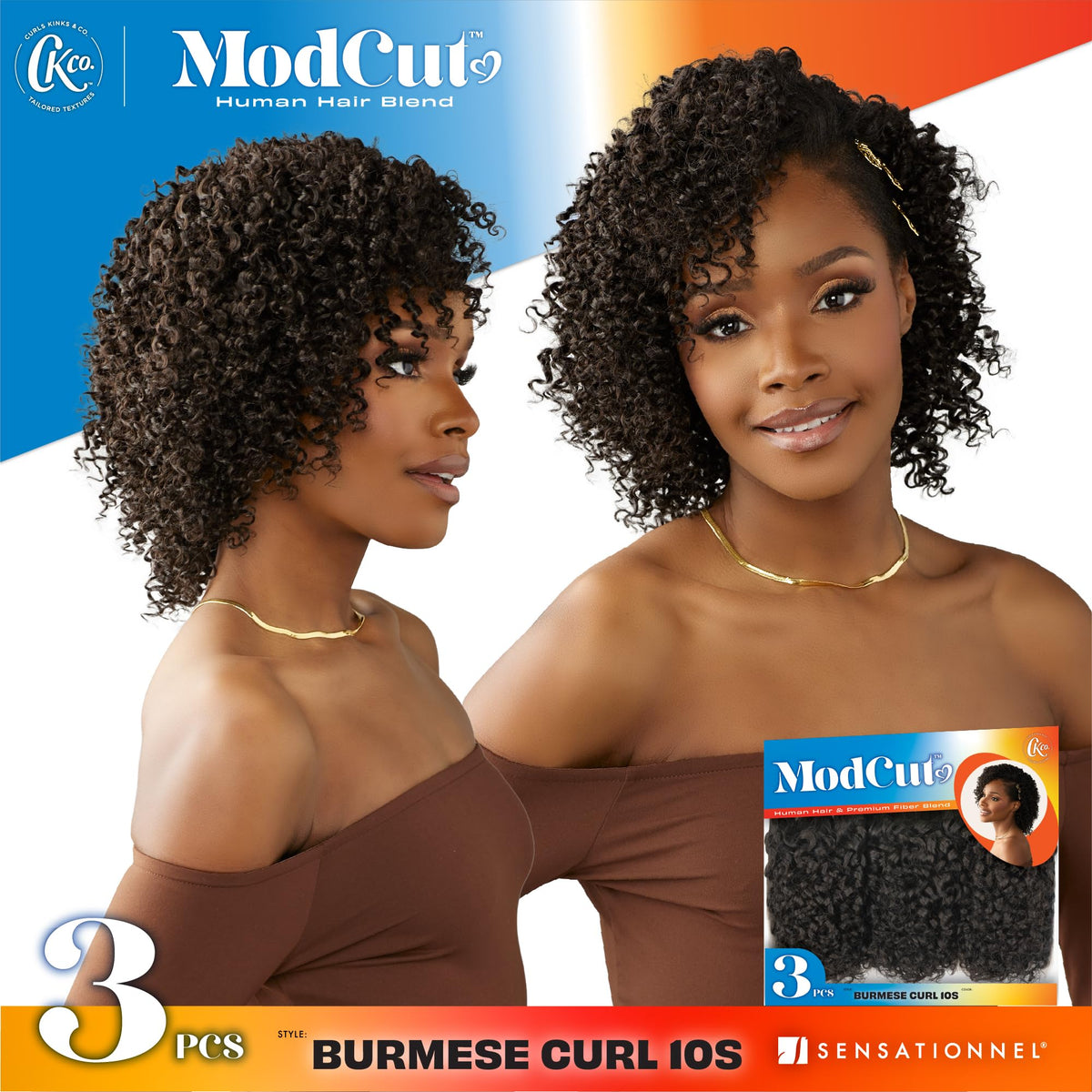 Sensationnel CKCO ModCut 3pcs Bundles -Burmese Curl 10S,BALAYAGECHOCOLATE