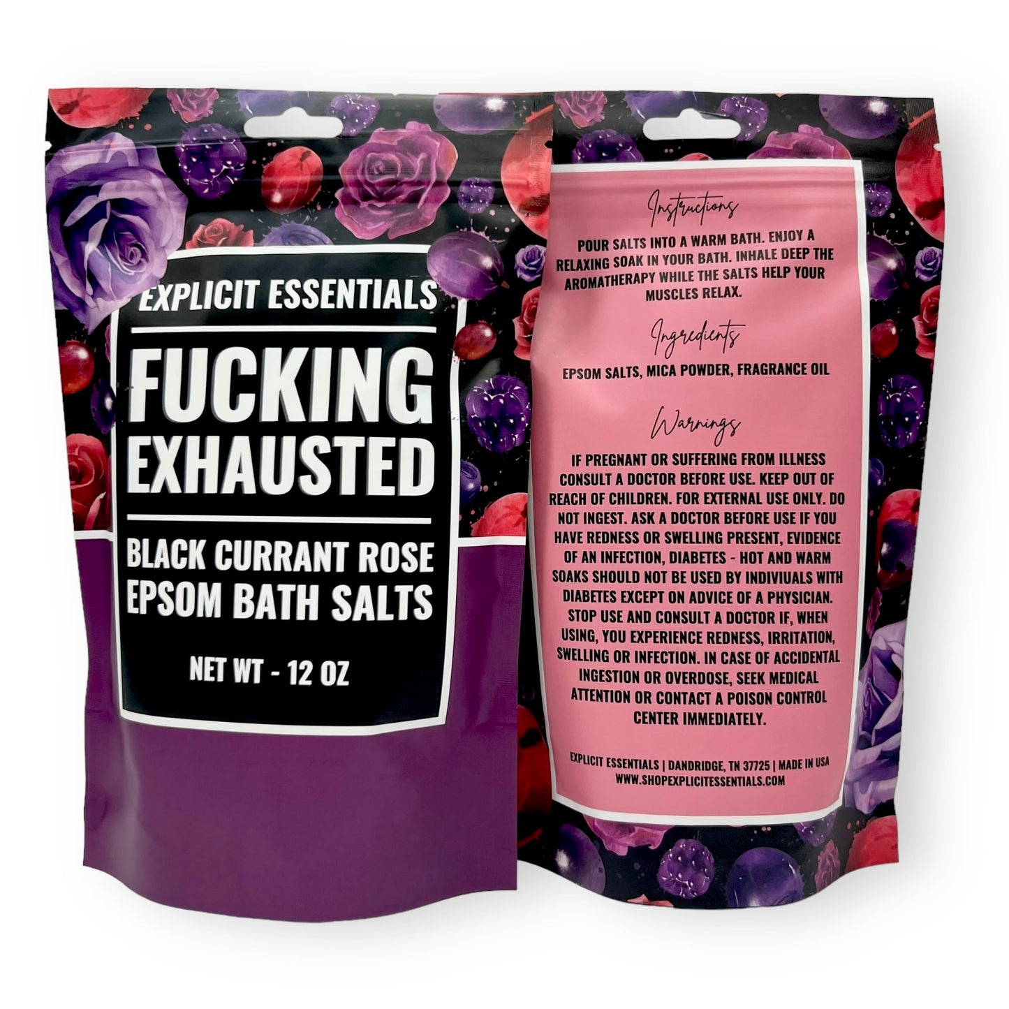 Explicit Essentials Black Currant Rose Epsom Bath Salts, Relaxation Blend, 12 oz Beauty and Personal Care Explicit Essentials