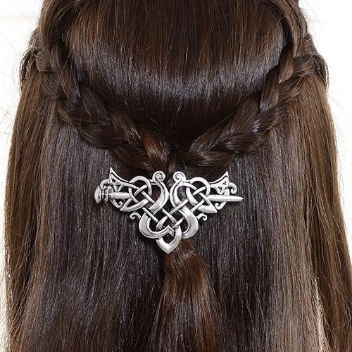 Viking Celtic Hair Sticks Hairpin-Viking Hair Clip Men Antique Silver Hair Sticks Hairpin Triangle Clips for Long Hair Stick Slide Irish Hair Beauty & Personal Care LQQQL