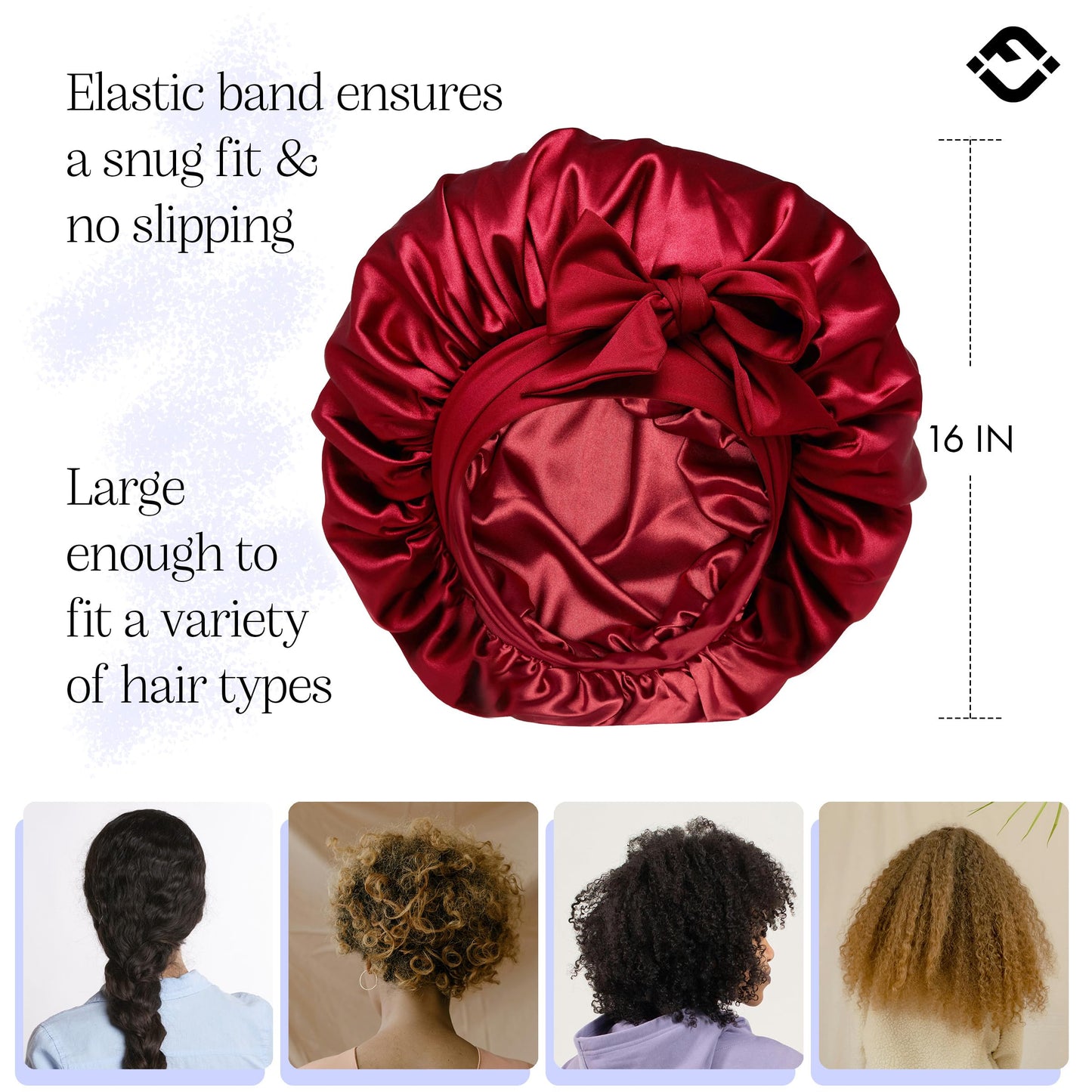 Funky Junque Satin Silk Sleep Bonnet - Double Layer Reversible Hair Wrap for Women, Adjustable Sleep Cap for All Hair Types - Burgundy (Tie Band) Beauty and Personal Care Funky Junque