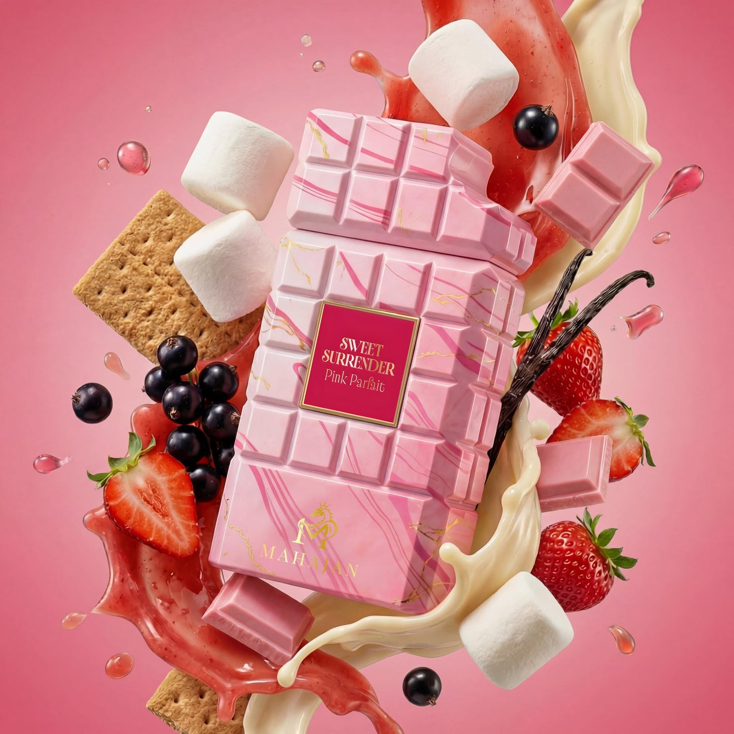 Mahajan Sweet Surrender Pink Parfait Eau de Parfum - Strawberry Marshmallow Vanilla Gourmand - Creamy, Sweet, Irresistible Luxury Fragrance (3.4 oz) Beauty & Personal Care Mahajan