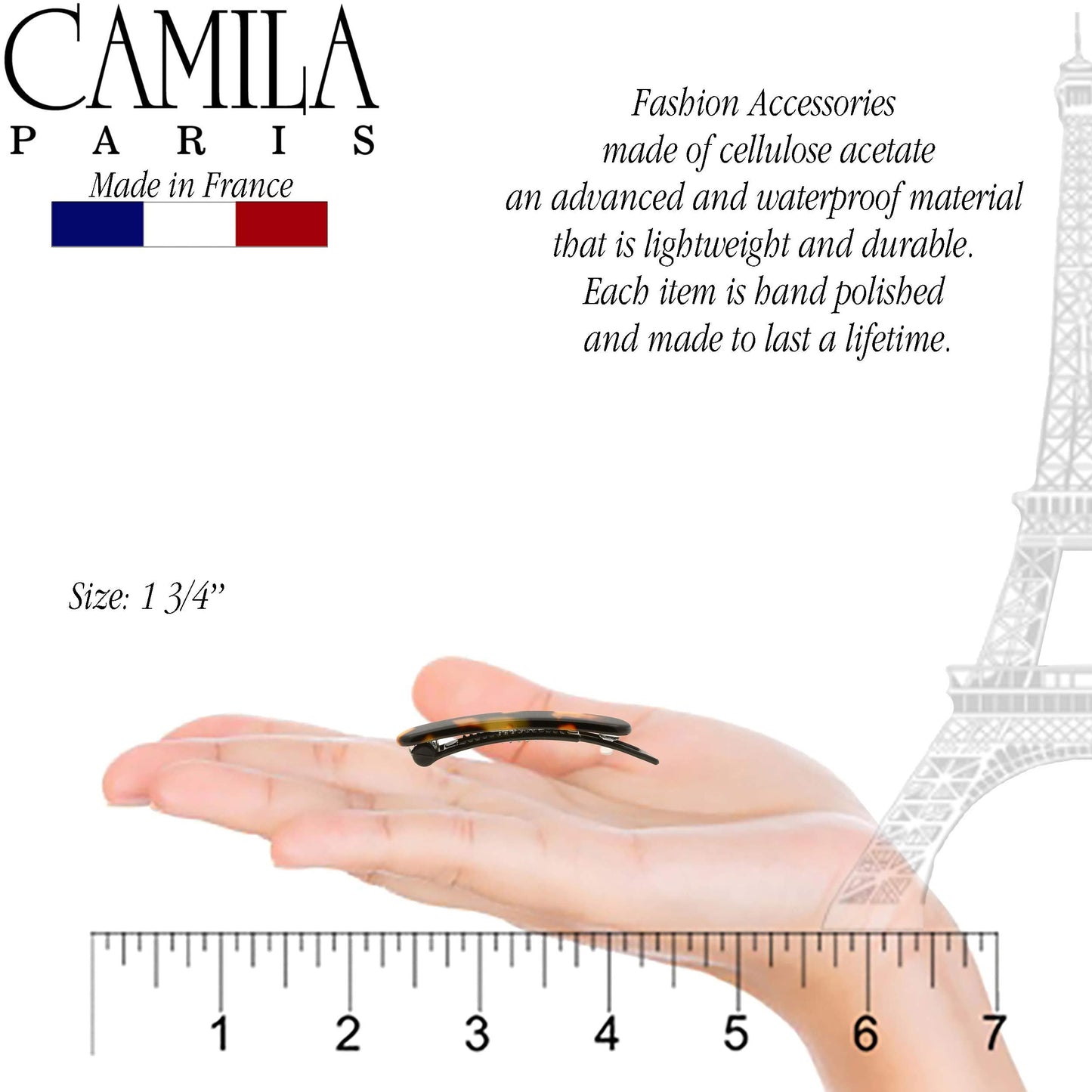 Camila Paris CP2240/2 French Hair Barrettes Clips for Women, Handmade, Girls Side Slide-in Barrette Clip, Hair Accessories for Women. Strong Hold No Beauty & Personal Care Camila