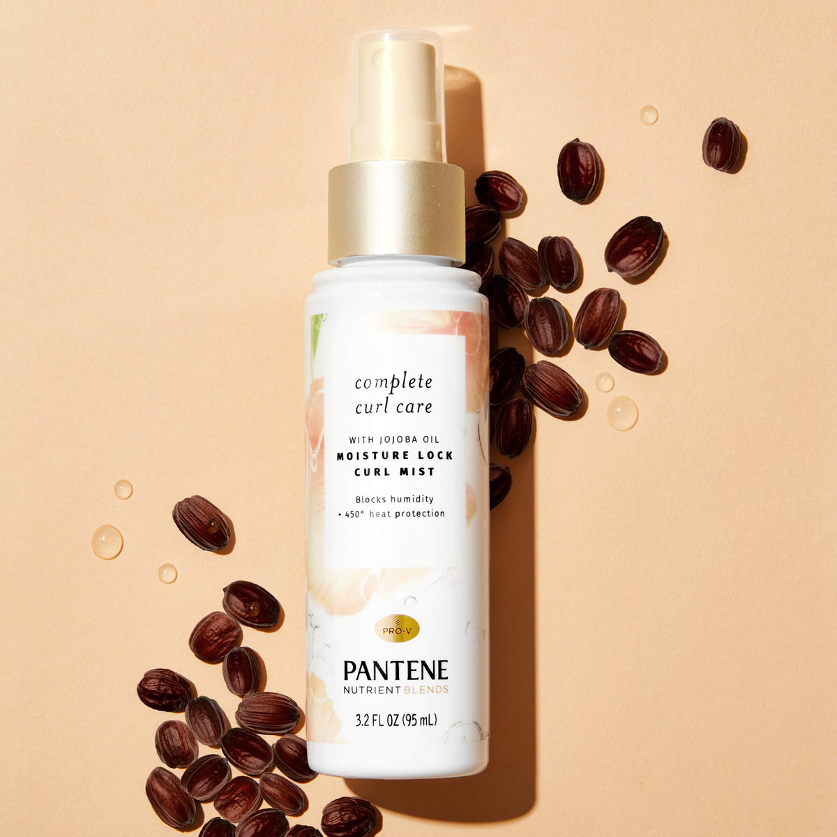 Pantene Heat Protectant Spray with Jojoba Oil for Curly Hair, Nutrient Blends Moisture Lock Curl Mist, Sulfate Free, 3.2 fl oz Twin Pack Beauty & Personal Care Pantene