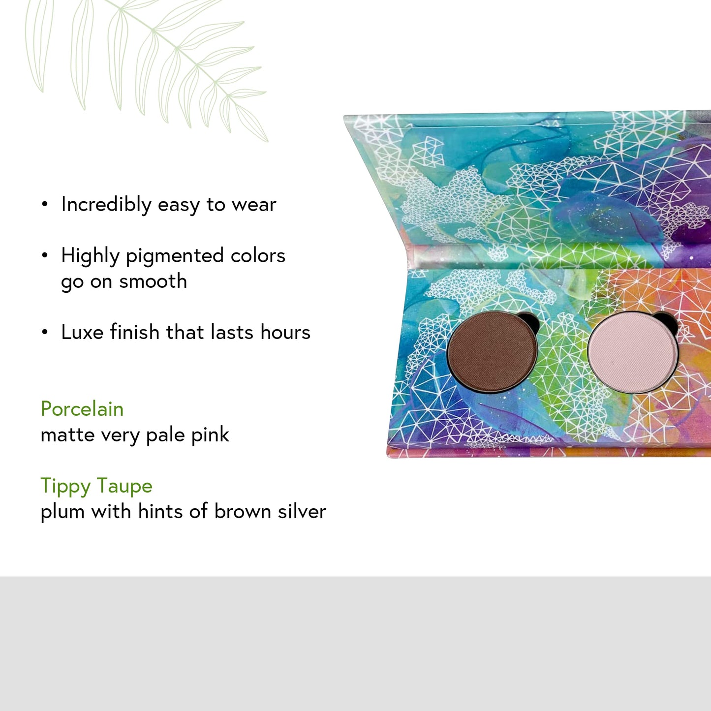 Honeybee Gardens Mini Skinny Duo Eye Shadow Compact in Tippy Taupe and Porcelain, Longlasting, Refillable & Customizable, Vegan, 26mm Pans Beauty & Personal Care Honeybee Gardens