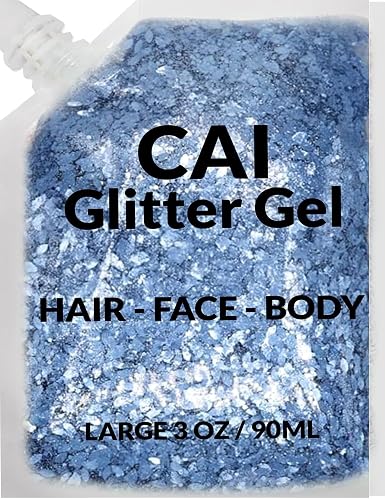 Face, Body & Hair Glitter Gel - Halloween Glitter for Kids and Women - 3 Oz Cosmetic-Grade Gel w/Moon & Stars for Festivals & Halloween Party, Easy Beauty & Personal Care CAI BEAUTY NYC