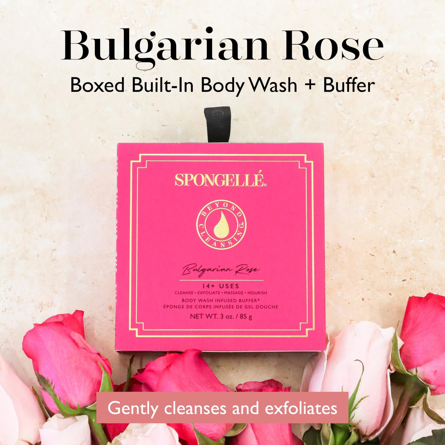 Spongellé Bulgarian Rose Wild Flower Bath Sponge with Box for Mothers Day Gift - Built-in Body Wash & Body Scrubber, Shower Loofah Sponge for Women Beauty and Personal Care SPONGELLÉ