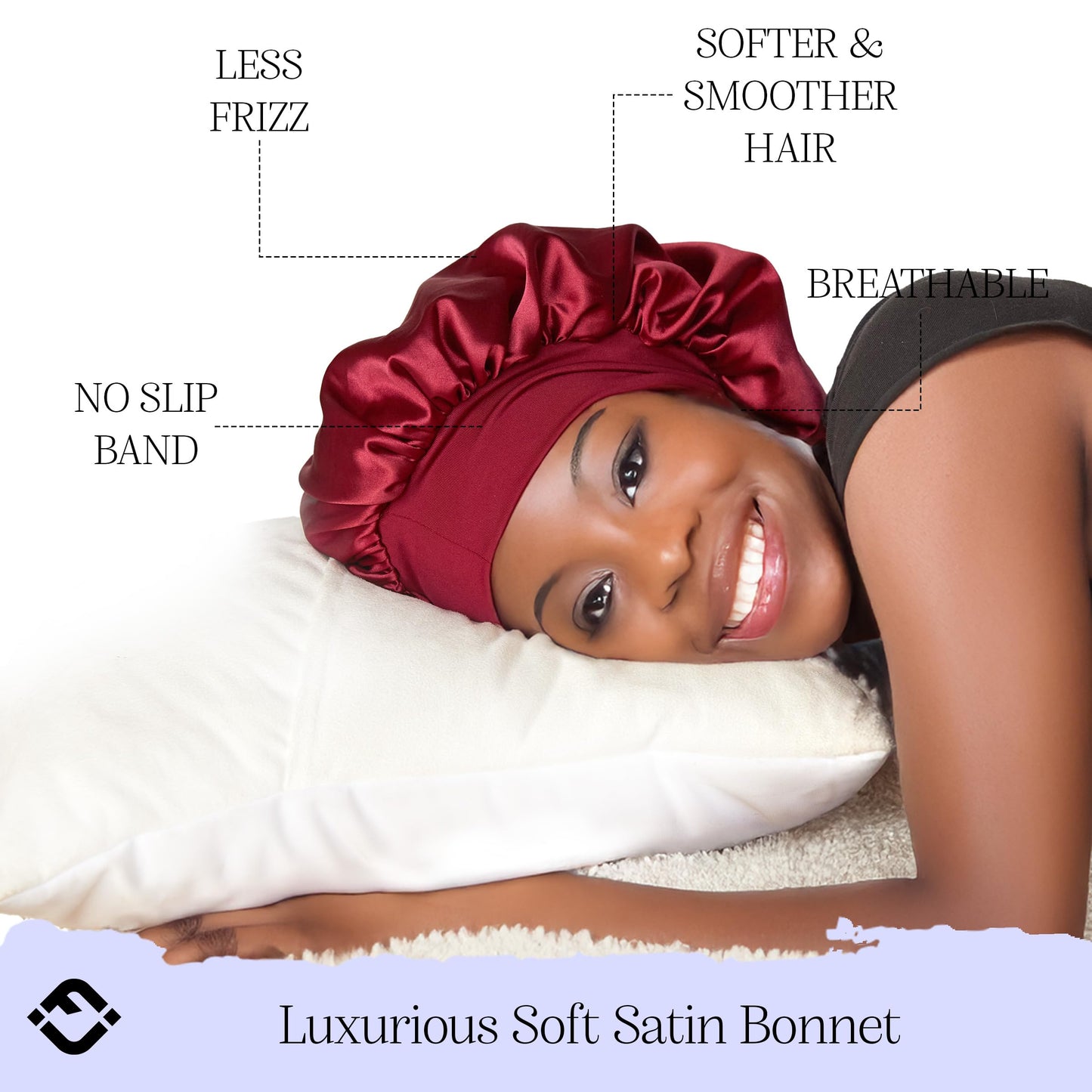 Funky Junque Satin Silk Sleep Bonnet - Double Layer Reversible Hair Wrap for Women, Adjustable Sleep Cap for All Hair Types - Burgundy Beauty and Personal Care Funky Junque