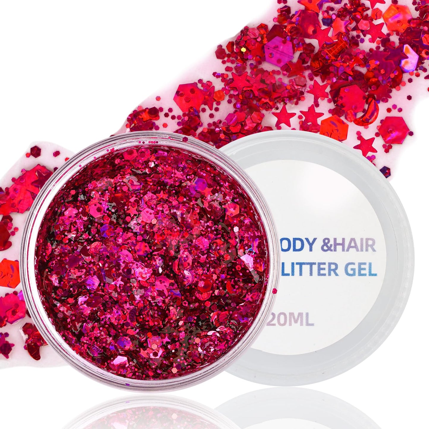 Pink Body Glitter Gel for Face, Hair and Makeup - Festival Rave Chunky Sparkling Halloween Glitter for Women Beauty & Personal Care VPCRT6