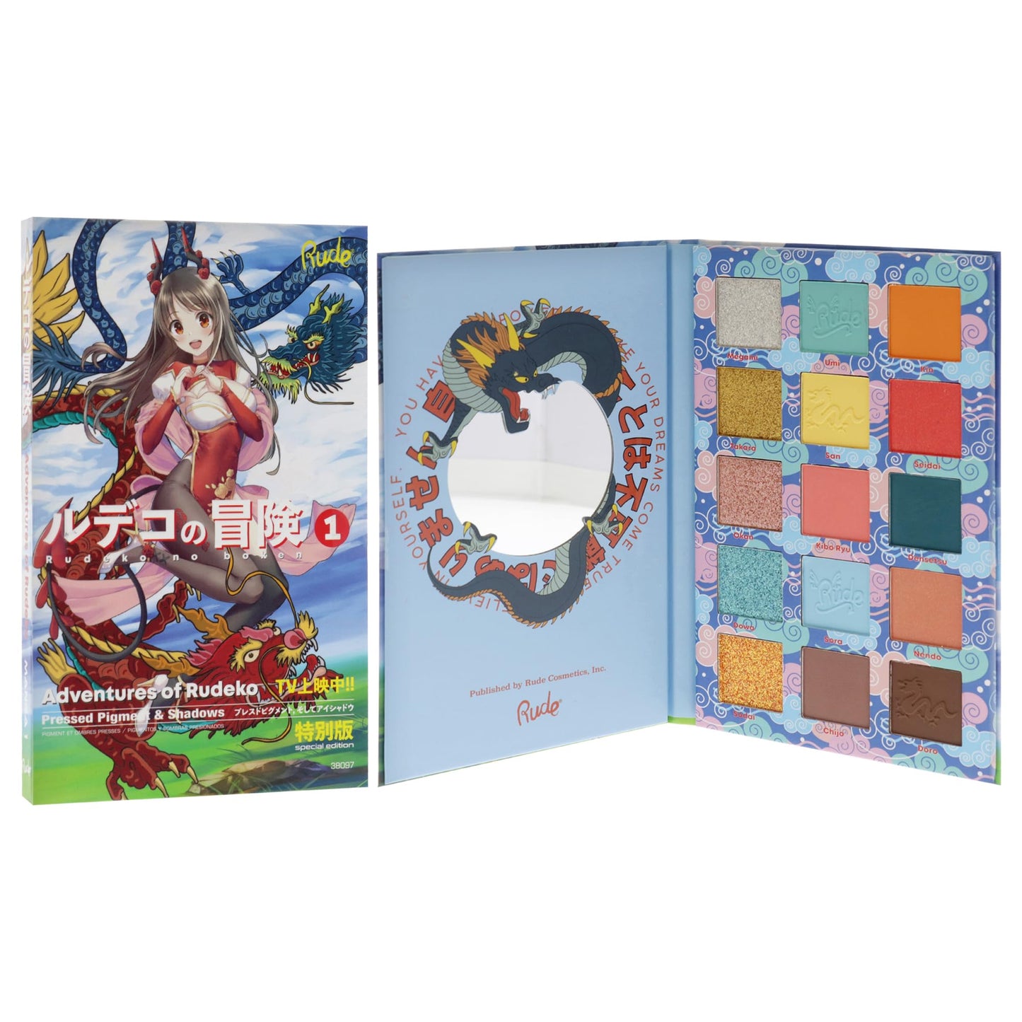 Rude Cosmetics Manga Collection Pressed Pigments and Shadows Palette - Adventures of Rudeko for Women - 0.77 oz Eye Shadow Beauty & Personal Care RUDE