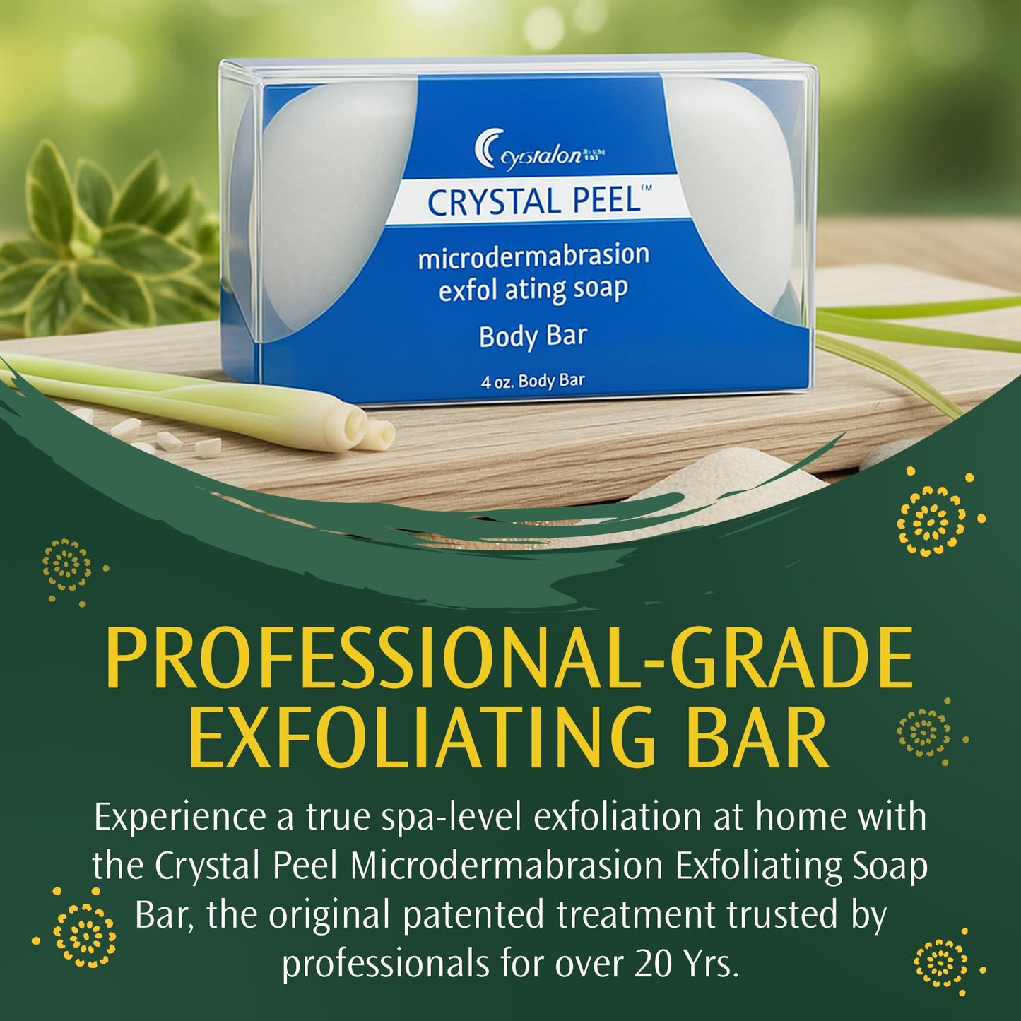 Exfoliating Bar Soap for Men & Women, Crystal Peel Luxury Microdermabrasion Hydrating & Exfoliating Body Soap Bar, Solid Magnesium Mineral Scrub Beauty & Personal Care Crystalon Crystal Peel