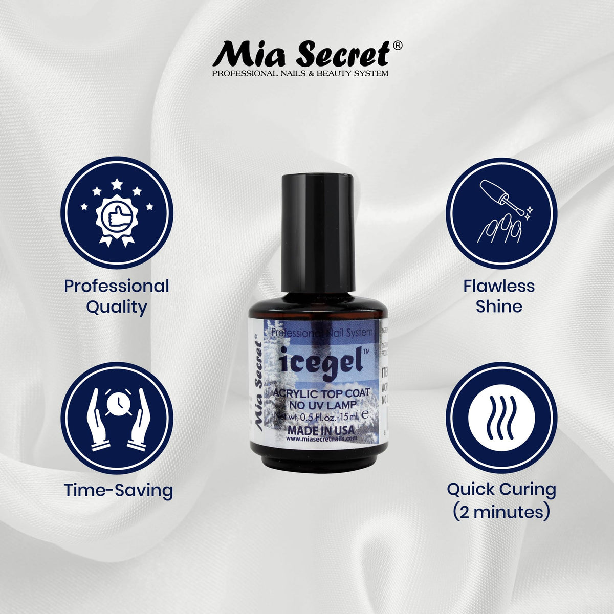 Mia Secret Professional Nail System Ice Gel Acrylic Top Coat No Uv Lamp