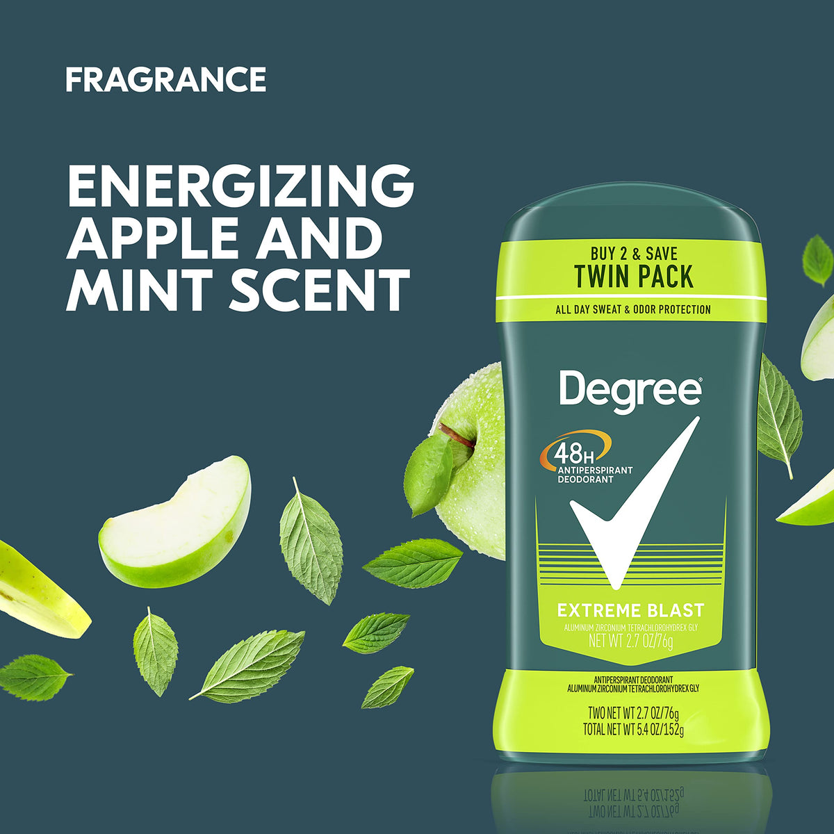Degree Men Original Protection Antiperspirant Deodorant Extreme Blast Twin Pack 48-Hour Sweat and Odor Protection Antiperspirant For Men 2.7 oz Beauty and Personal Care Degree