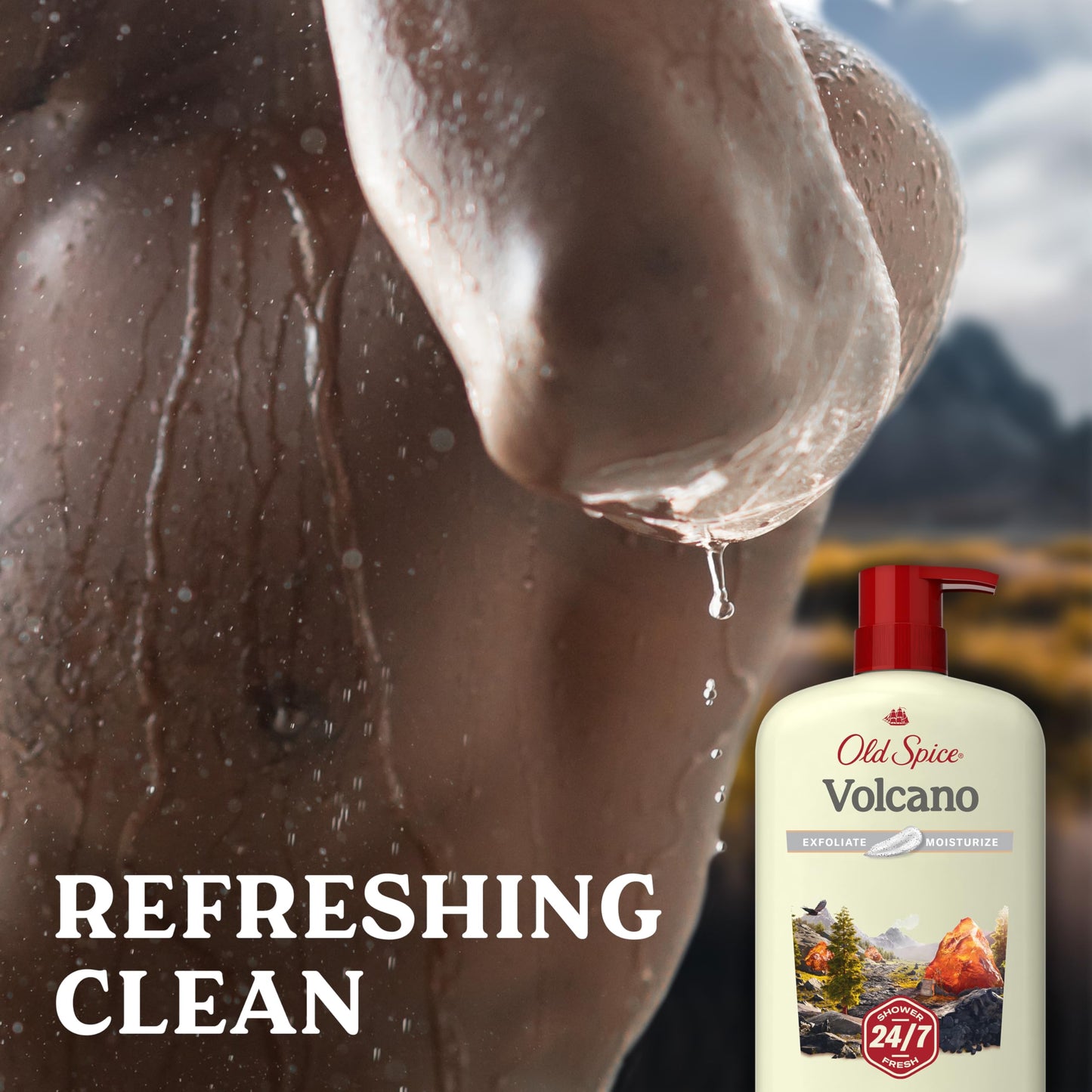 Old Spice Cleansing Body Wash for Men, 24/7 Shower Fresh with Lasting Scent, Exfoliate & Moisture, Gentle on Skin, Vitamin B3, Volcano with Dark Cedar Beauty & Personal Care Old Spice