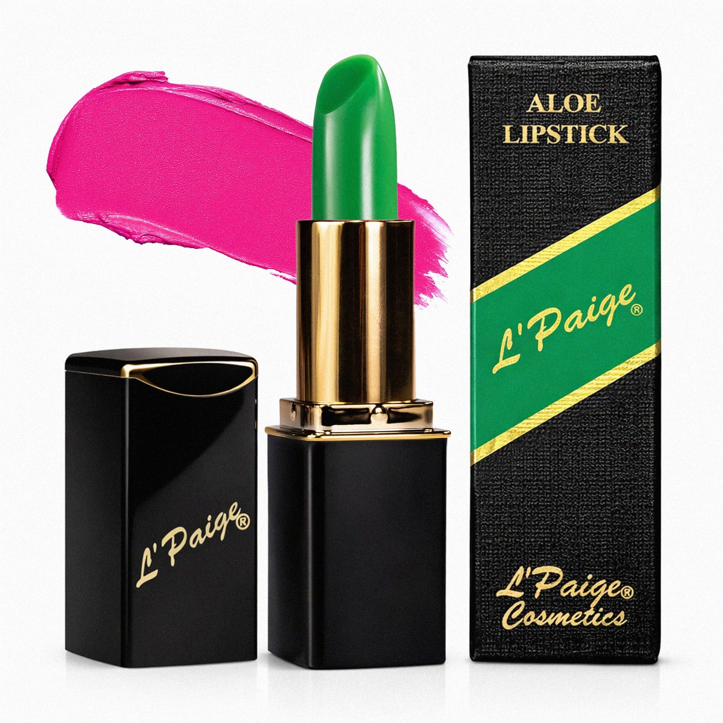 L'Paige pH Color-Changing Lipstick and Lip Stain - Green to Bold Pink-Fuchsia Transformation, Temperature Sensitive Satin Finish, Aloe Vera Infused, Beauty & Personal Care L'Paige