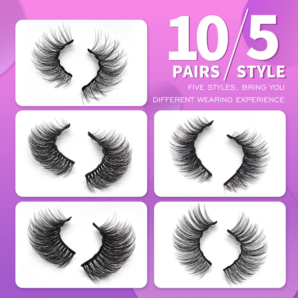 Royaomis 10 Pairs Magnetic Eyelashes with Eyeliner, Magnetic Lashes Natural Looking, Magnetic Eyelash Kit,Latest Six Magnets, With 3D 5D Reusable Beauty & Personal Care royaomis