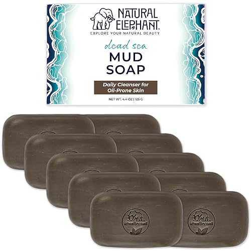 Natural Elephant Dead Sea Mud Soap Bar | Mineral-Rich Face & Body Cleanser with Natural Dead Sea Minerals | 4.4 oz (125 g) Pack of 10 Beauty & Personal Care Natural Elephant