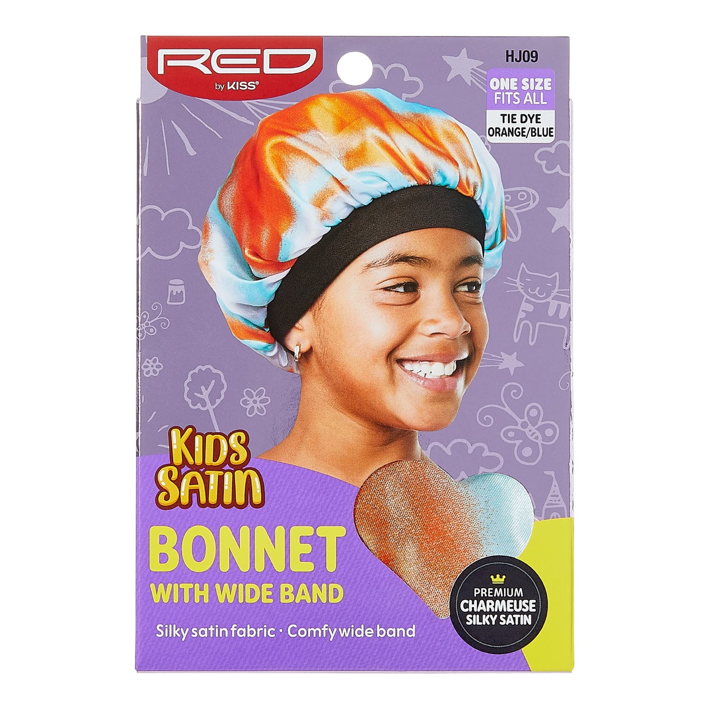 Red by Kiss Kids Satin Bonnet with Wide Band, Sleep Cap for Kids, Bonnet for Boys and girls (Orange/Blue) Beauty and Personal Care Red by Kiss