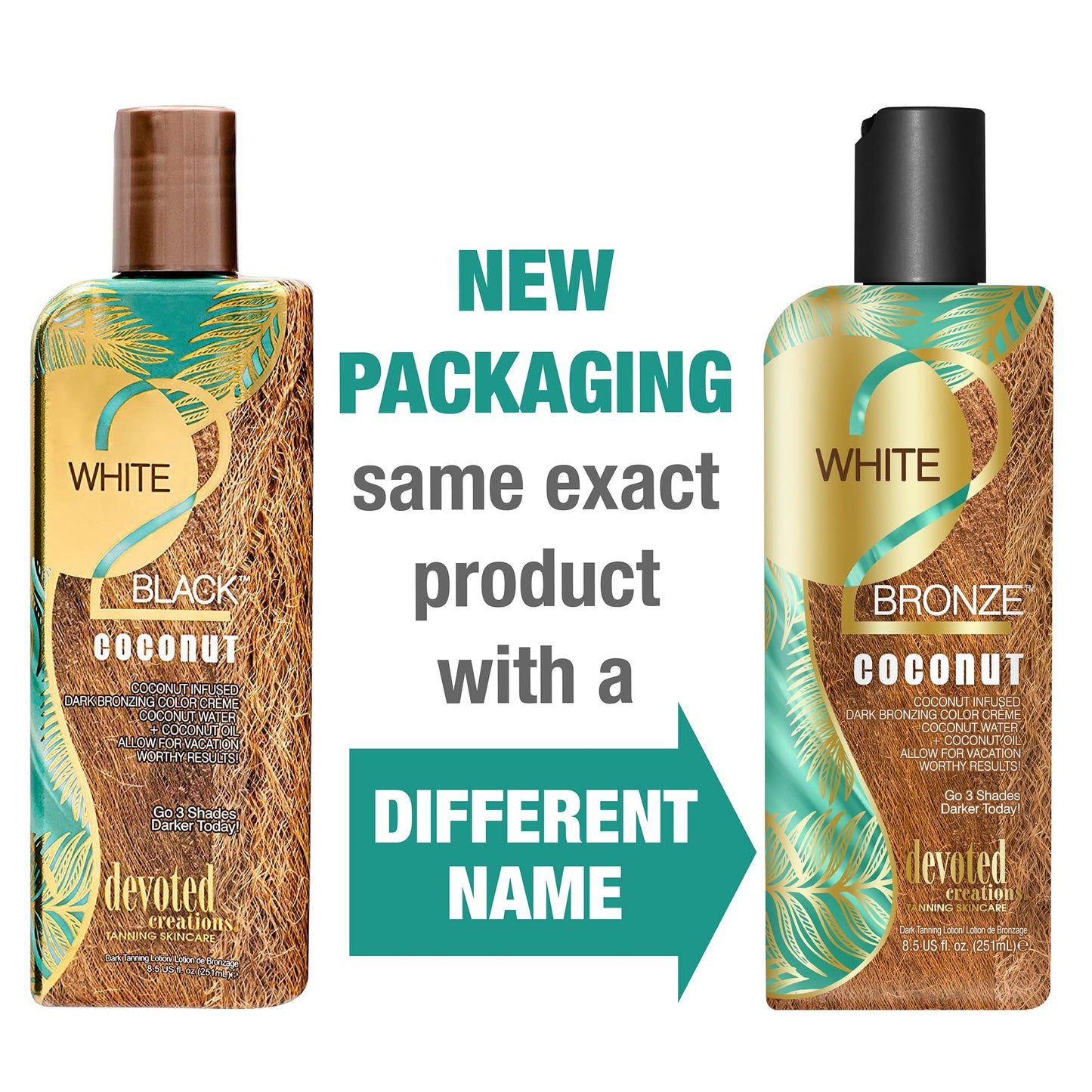 Devoted Creations White 2 Bronze Coconut - Color Enhancing Dark Bronzing Tanning Lotion with Coconut Water & Coconut Oil 8.5 oz. Beauty & Personal Care Devoted Creations