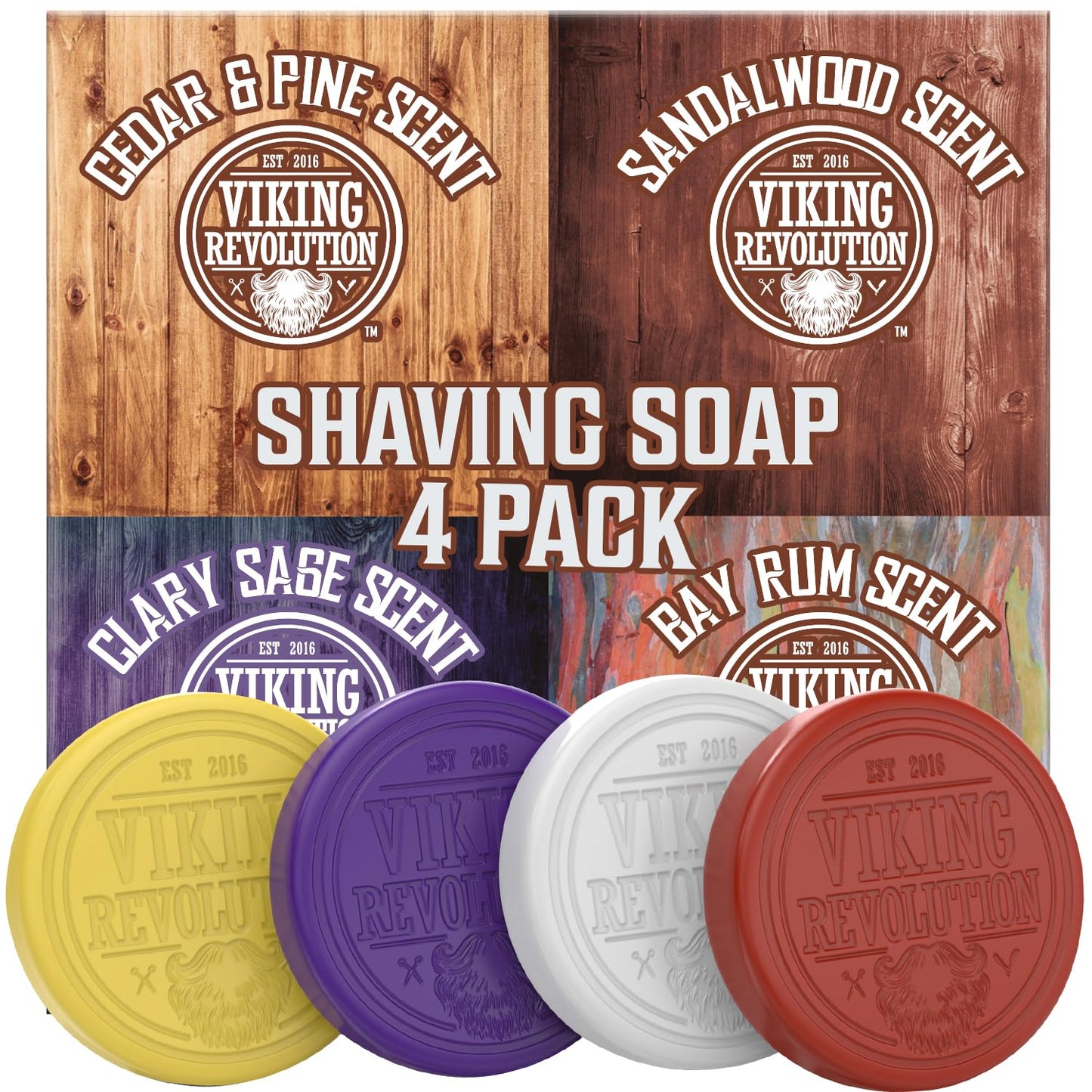 Viking Revolution Shaving Soap for Men - Shave Soap for Use with Shaving Brush and Bowl for Smoothest Wet Shave, Shaving Soap Puck - 4 Pack Variety Beauty and Personal Care Viking Revolution