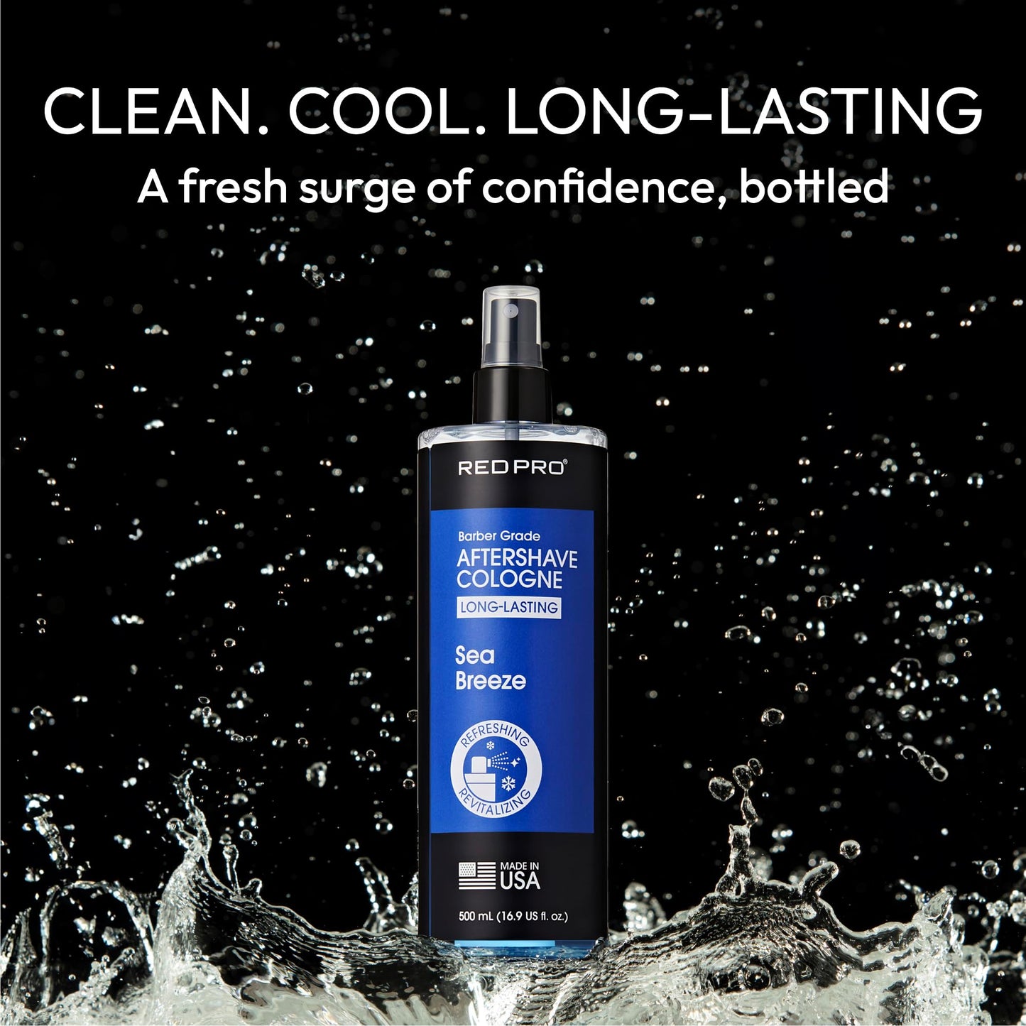 RED Pro GROOMANE Cooling Aftershave Cologne for Men, Barber-Grade Post-Shave Splash, Long-Lasting Scent, Soothes with Aloe, Fast-Drying, Tone Skin Beauty and Personal Care RED Pro