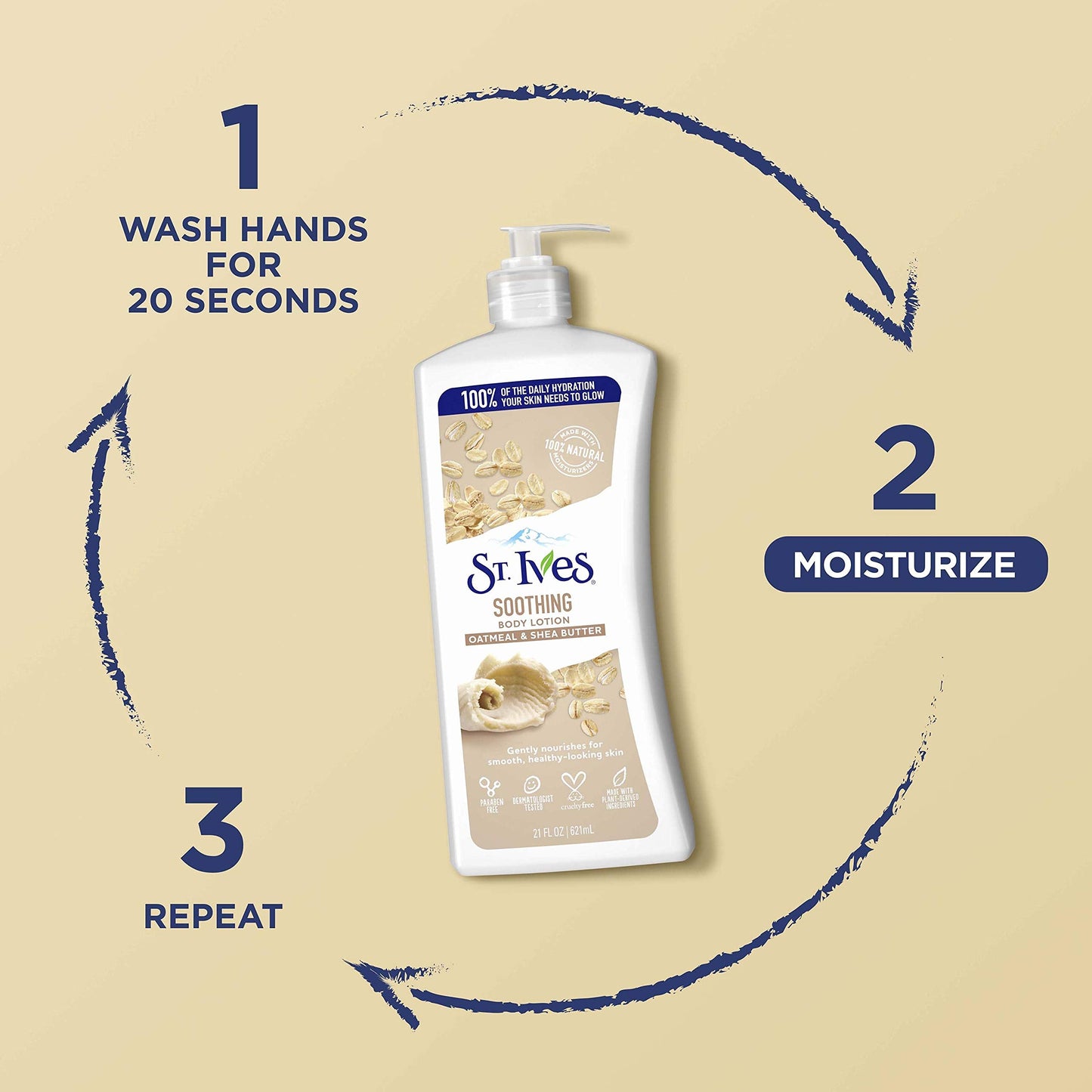 St. Ives Soothing Hand & Body Lotion Moisturizer for Dry Skin Oatmeal & Shea Butter Made with 100% Natural Moisturizers 21 oz Beauty & Personal Care St. Ives