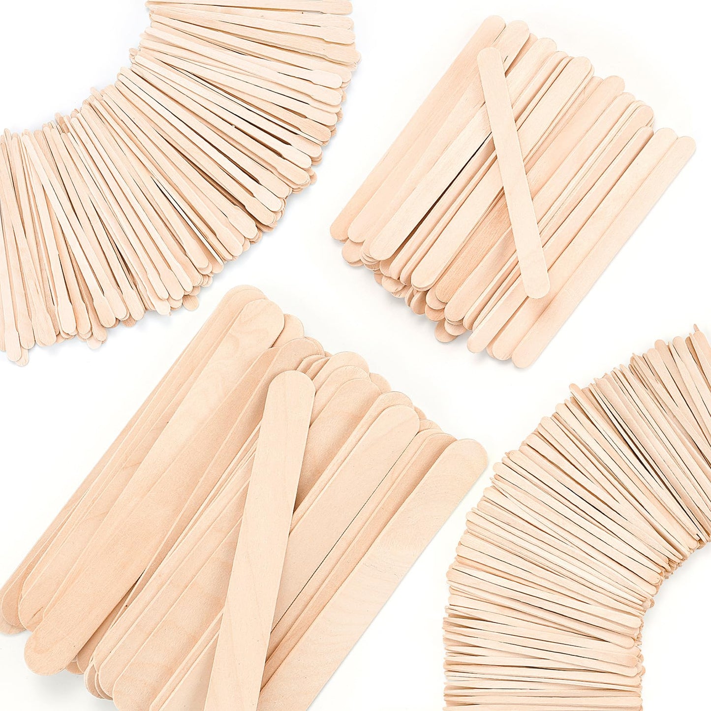 EWVVSS 4 Styles 500 Pcs Waxing Sticks Assorted Wax Applicator Sticks For Body Legs Face With Small Medium Large Sizes Wood Popsicle Sticks For Waxing Beauty and Personal Care EWVVSS