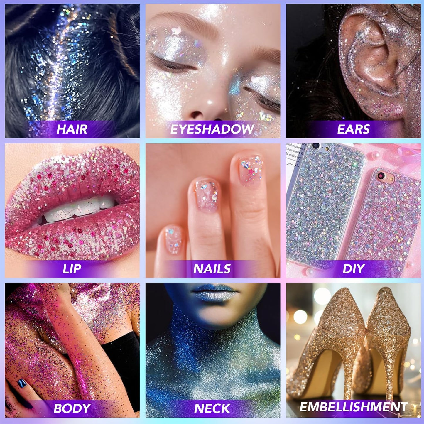 6Pcs Body Glitter for Women - Holiday Glitter Gel for Face &Body & Hair & Nail DIY?Hair Glitter Gel Create A Stunning Visual Feast ?Multiple Purpose Beauty & Personal Care YMFGPFYL