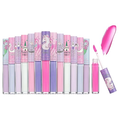 EXPRESSIONS 14pc Lip Gloss for Girls - Glossy Lip Gloss Tubes | Non Toxic Lip Gloss Set - Unicorn Princess Birthday Party Favors Kids Makeup Beauty & Personal Care EXPRESSIONS