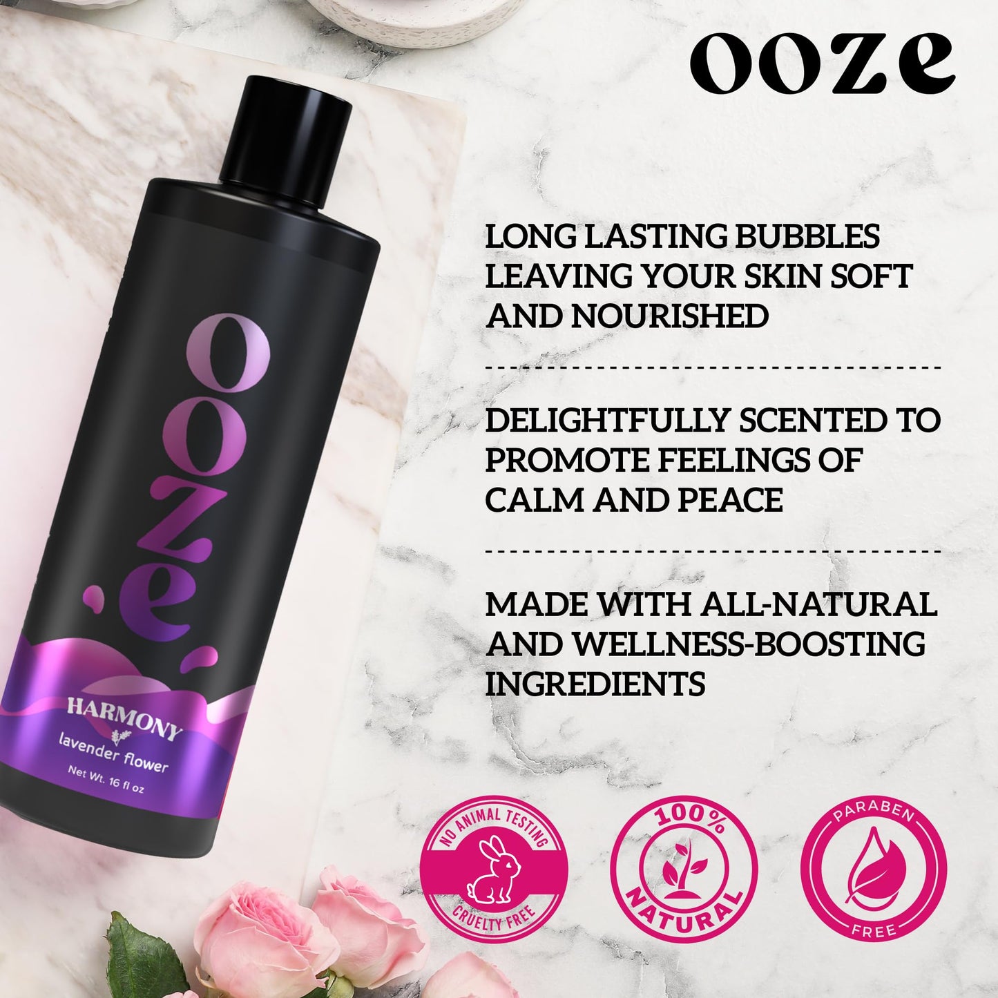 OOZE Lavender Bubble Bath for Women (473ml) - Bath Bubbles for Relaxing, Calming & Soothing - Self-Care & Wellness - Zero Parabens, Cruelty-Free, Made Beauty and Personal Care OOZE Bath