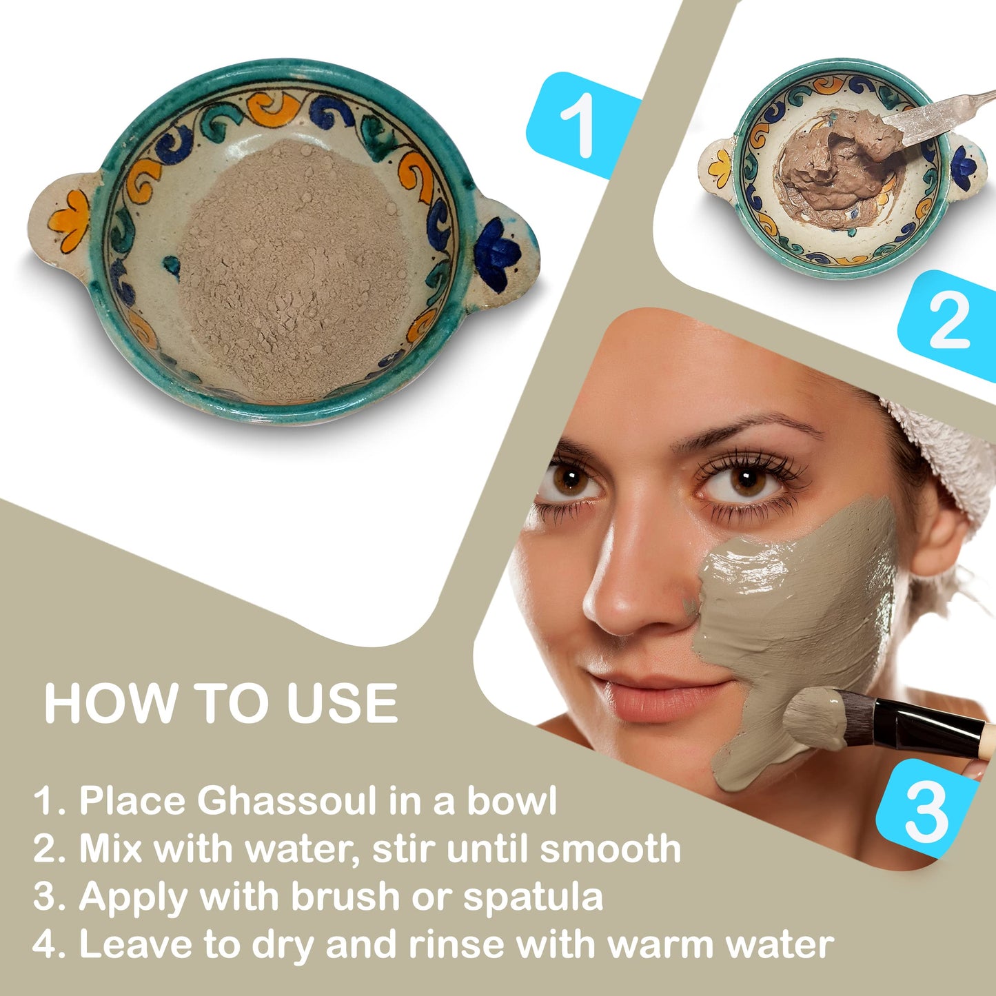 Moroccan Rhassoul Clay Mask - Organic Natural Facial and Body Clay Mask - 1 lb Beauty & Personal Care Zakia's Morocco