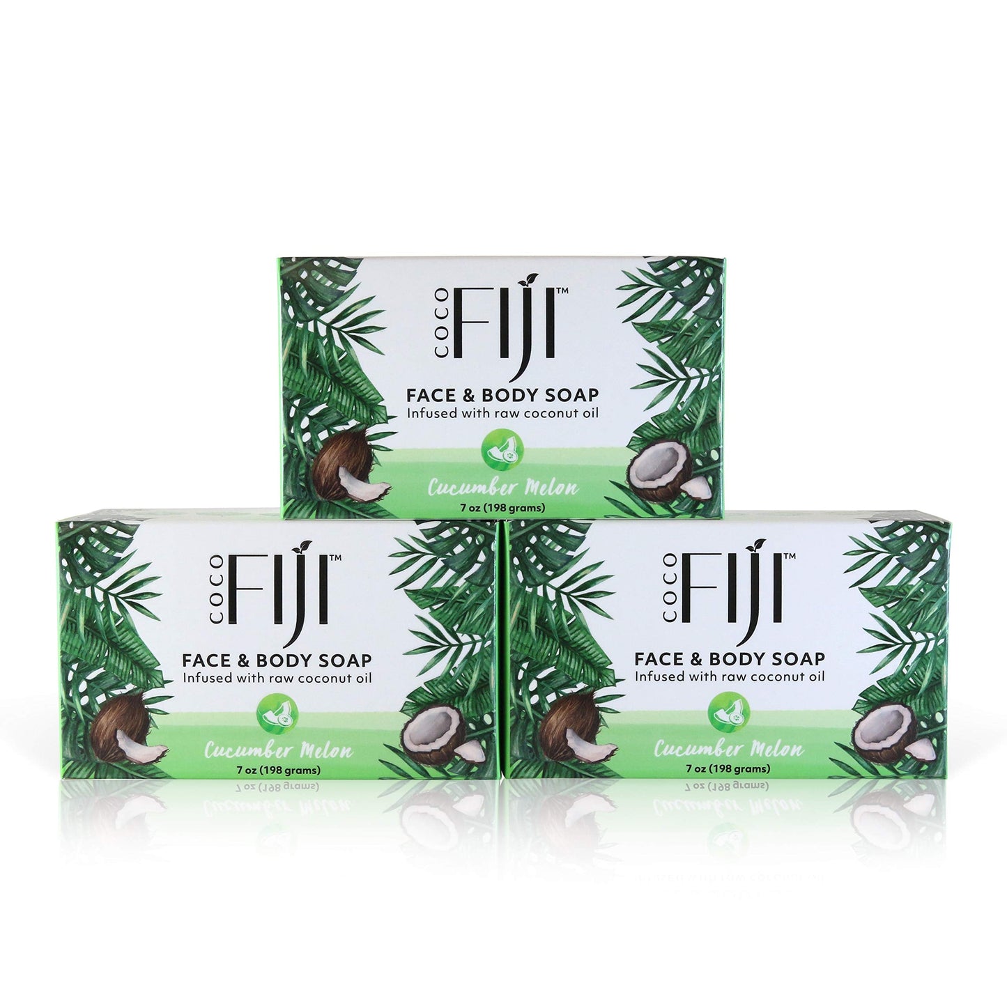 "Coco Fiji Soap Bar for Face and Body Infused With Organic Coconut Oil, Cucumber Melon, Essential Oil, Natural Soap for Moisturizing & Pore Purifying Beauty & Personal Care Organic Fiji