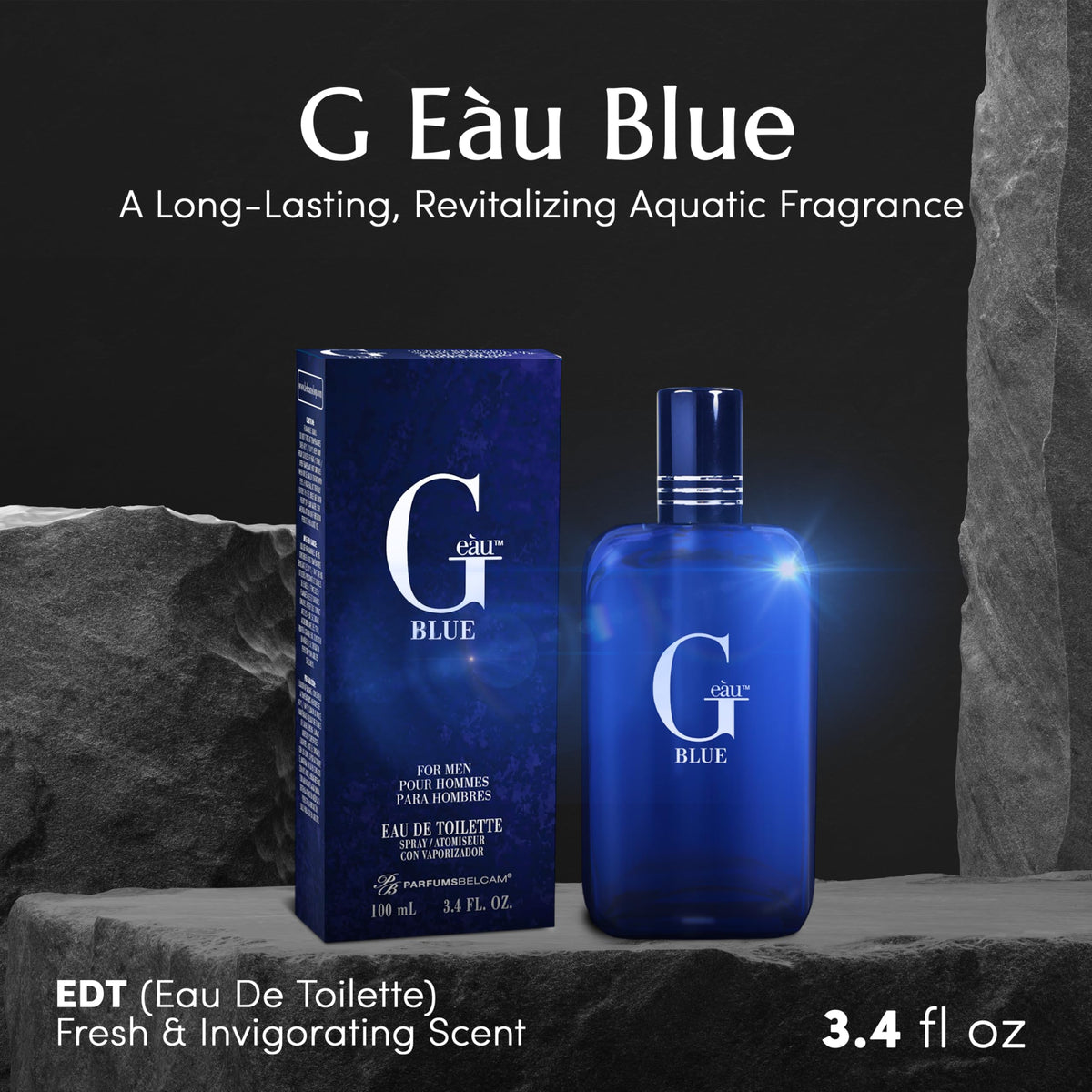 PB ParfumsBelcam G Eau Blue Eau de Toilette Spray - Men’s Cologne, Long-Lasting Summer Fragrance for Men and Teen Boys, Perfume para Hombre - 3.4 Fl Beauty & Personal Care PB ParfumsBelcam