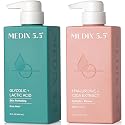 Medix 5.5 Exfoliating AHA Glycolic Acid Face & Body Wash Cleanser + Hyaluronic Acid Moisturizing Body Cream Lotion Skin Care 2PC Set | Alpha Hydroxy Beauty & Personal Care Medix 5.5