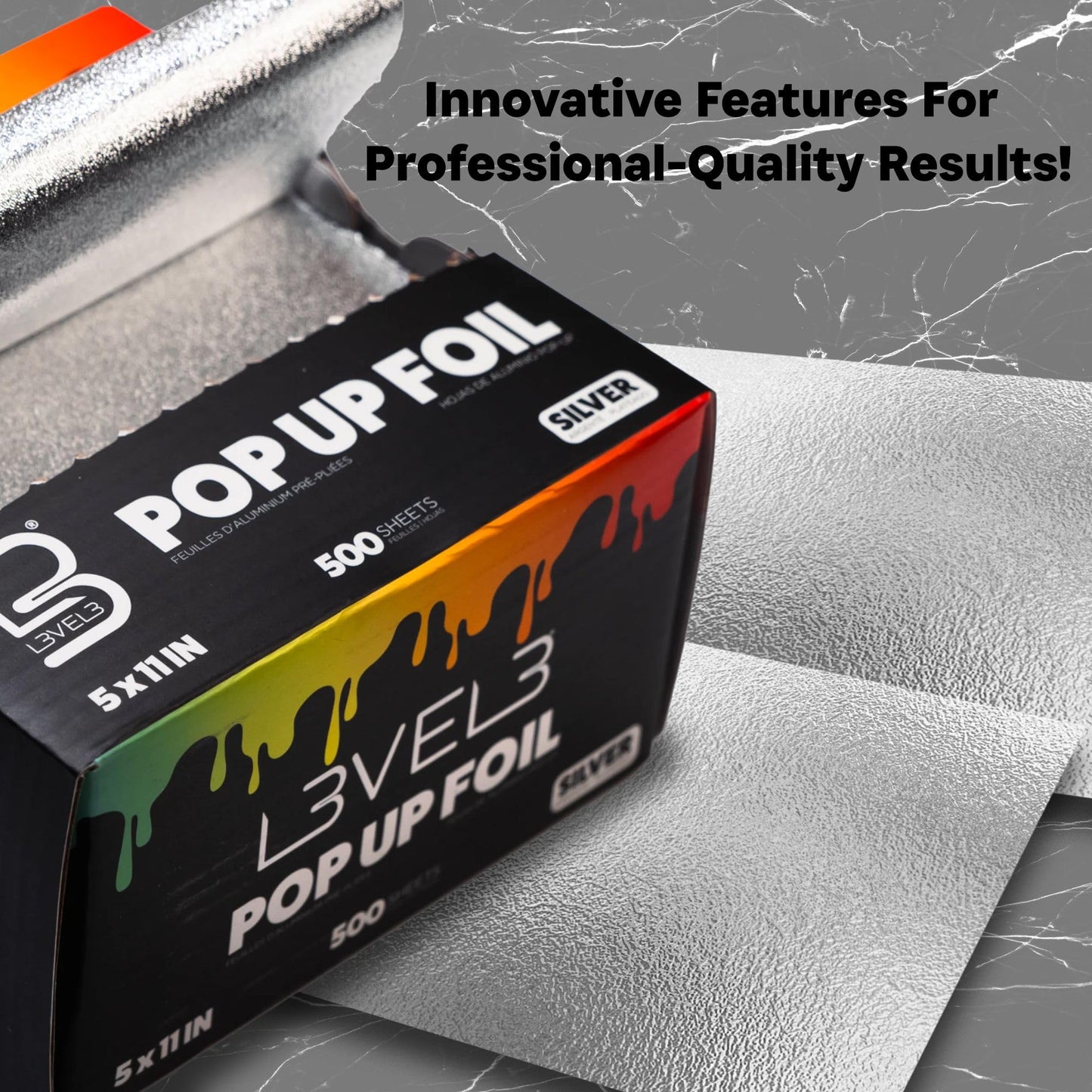 Level 3 Pop Up Foil - Effortless Hair Coloring - Secure Grip - 5" x 10.75" - 500 Aluminum Sheets Beauty & Personal Care L3