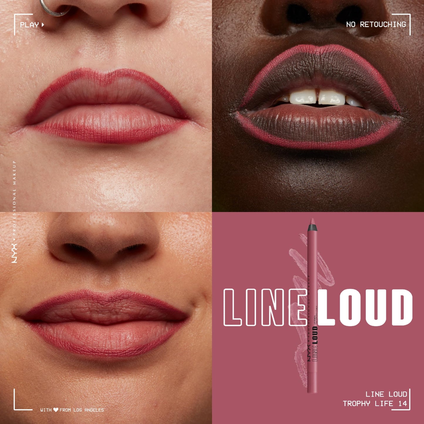 NYX PROFESSIONAL MAKEUP Line Loud Lip Liner, Longwear and Pigmented Lip Pencil with Jojoba Oil & Vitamin E - Trophy Life (Mauve Pink) Beauty & Personal Care NYX PROFESSIONAL MAKEUP