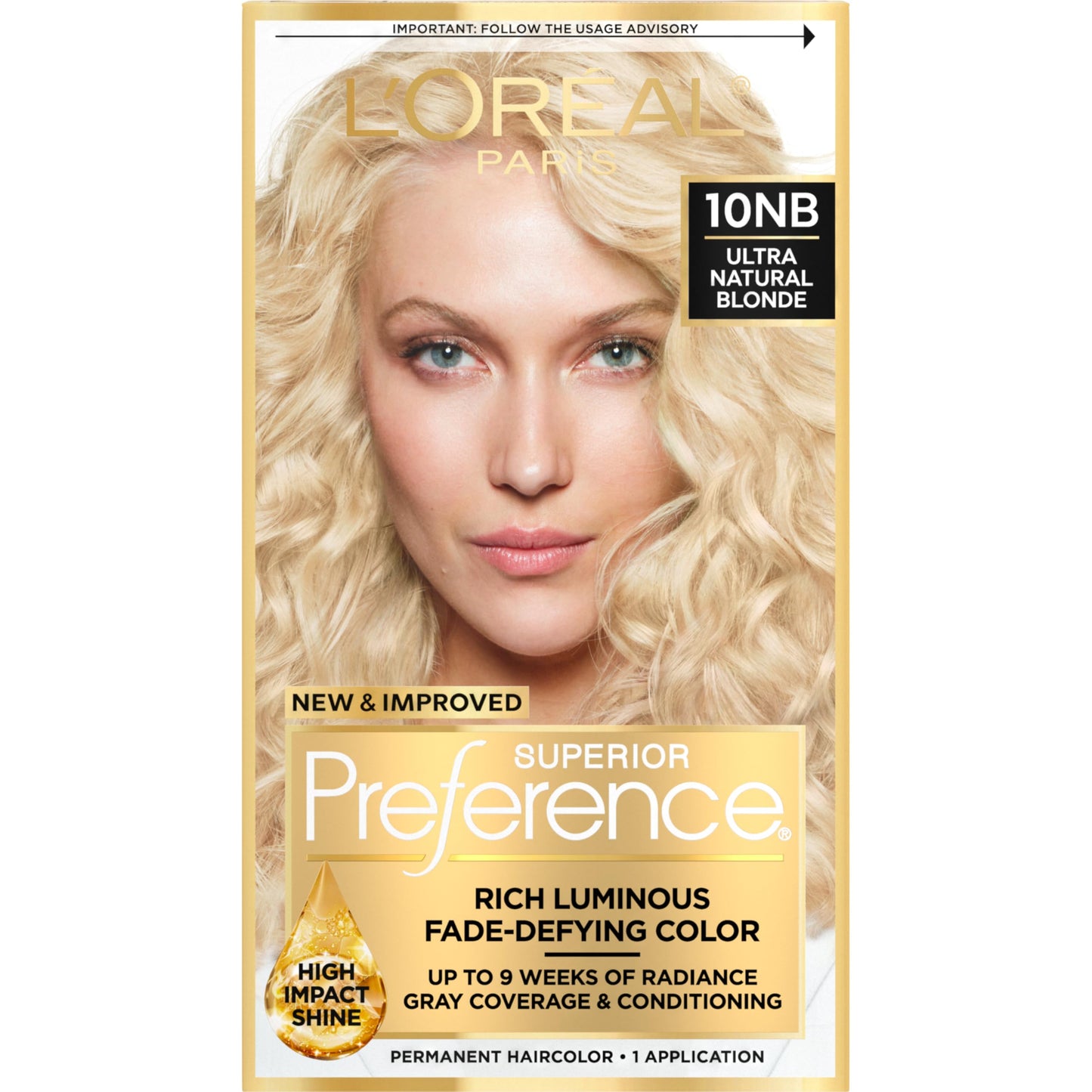L'Oreal Paris Superior Preference Luminous Fade-Defying Permanent Hair Color, Hair Dye For Up to 9 Weeks of Radiance, Ultimate Natural Blonde 10NB, 1 Beauty & Personal Care L'Oreal Paris