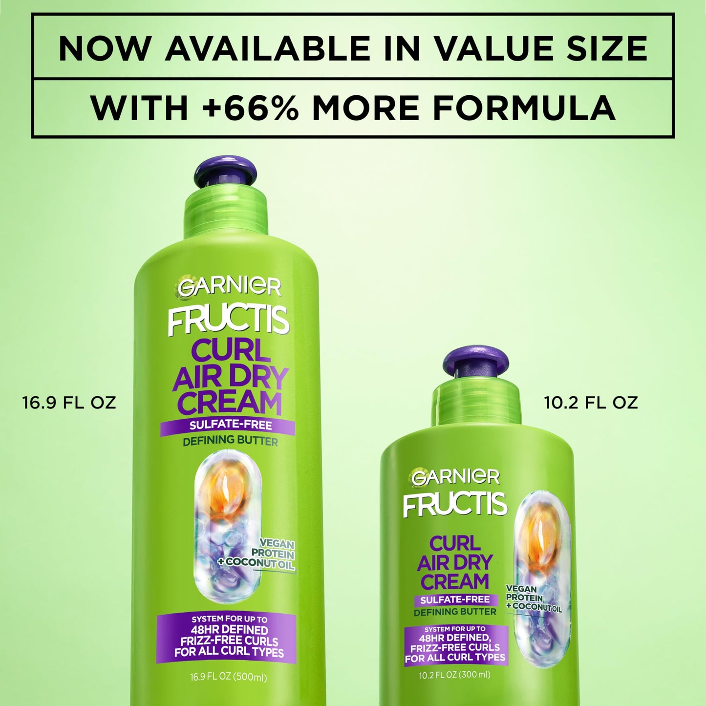 Garnier Fructis Curl Nourish Air Dry Cream XL Leave In Conditioner, Sulfate-Free Curl Defining Cream For Moisture and Frizz Control Waves, Curls,