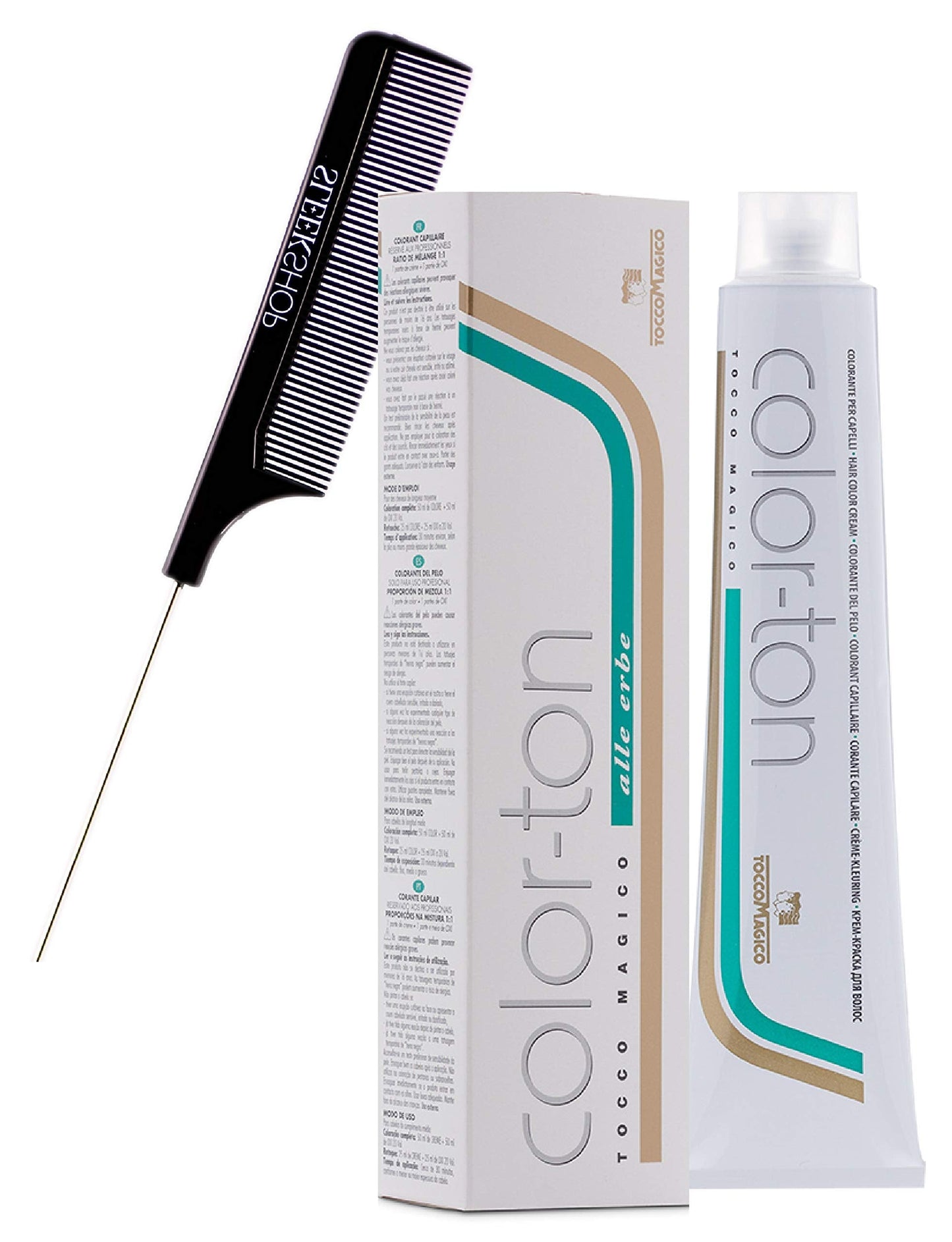 Tocco Magico Color-Ton Alle Erbe Permanent Hair Color Cream (w/Sleek Steel Pin Rat Tail Comb) Haircolor Dye Creme (7N / 7.0 - BLONDE) Beauty & Personal Care Tocco Magico