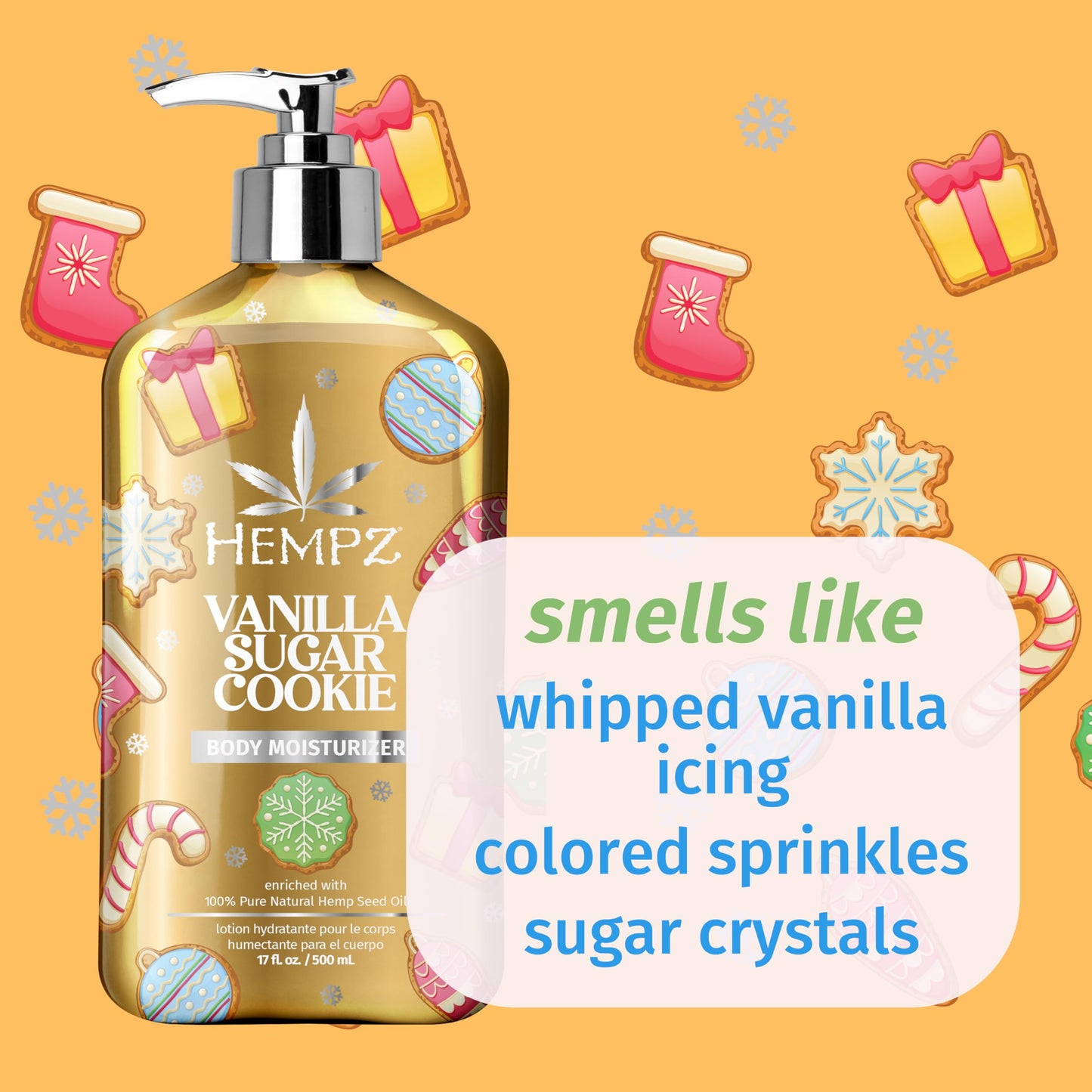 Hempz NEW Vanilla Sugar Cookie Body Moisturizer, Body Lotion, Fall Skin Care for Men & Women, Limited Edition, 17 fl.oz. Beauty & Personal Care Hempz