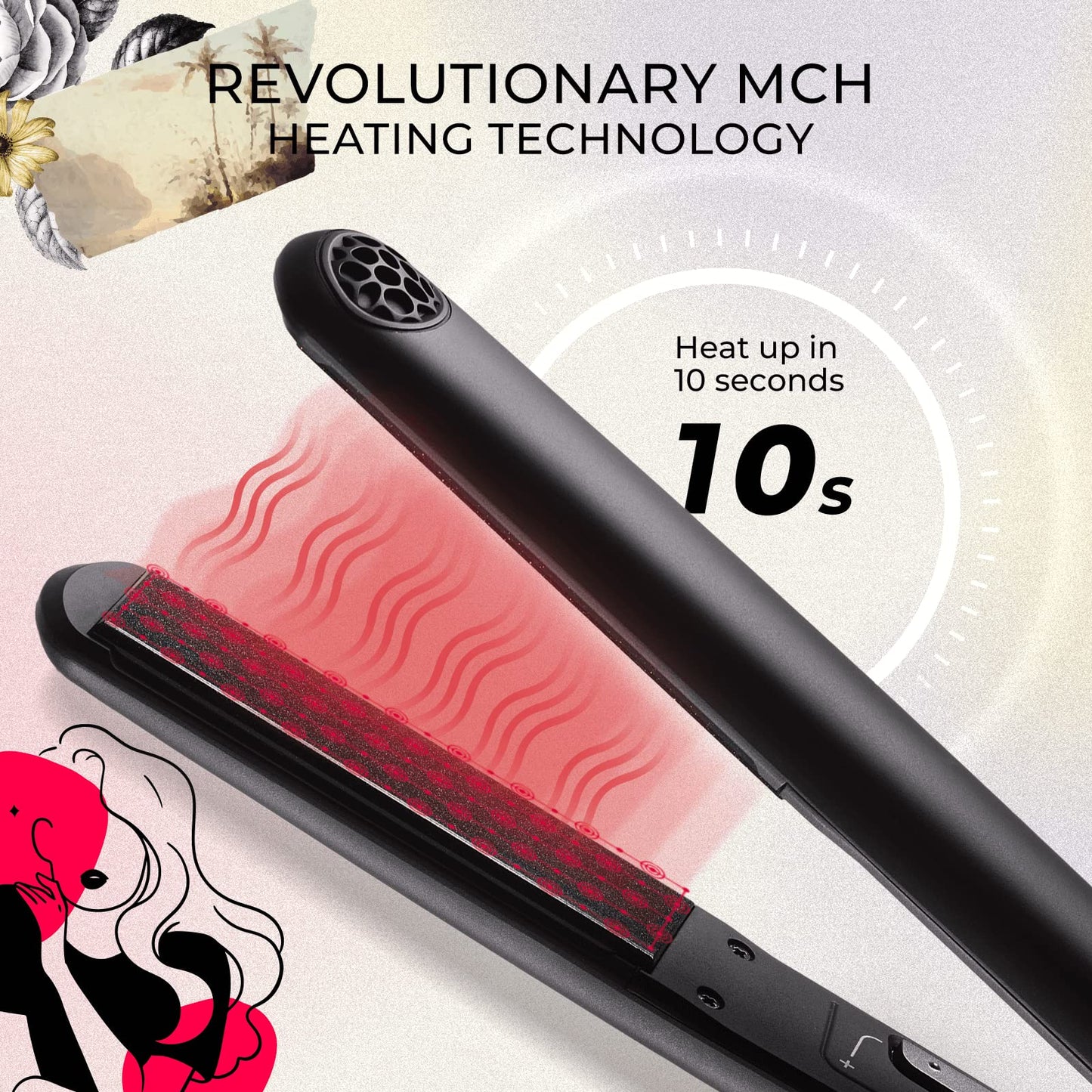 TYMO SWAY Hair Straightener with 10s Fast Heating, 1 Inch Professional Flat Iron Curling Iron in One with 32 Adjustable Temp, Automatic Shut Off, Dual Beauty and Personal Care TYMO