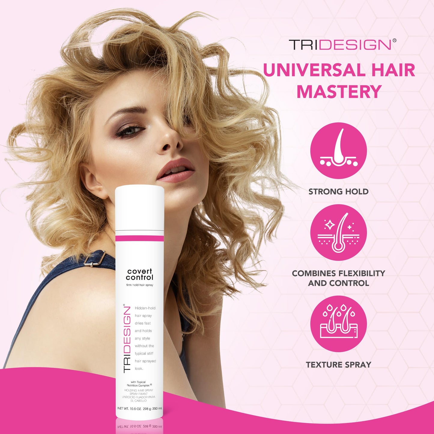 TRI Design Covert Control - Fast-Drying Hairspray for Women and Men, Strong Hold and Hair Setting, Provides Hidden Control, 10.5 Oz Beauty & Personal Care TRIDESIGN