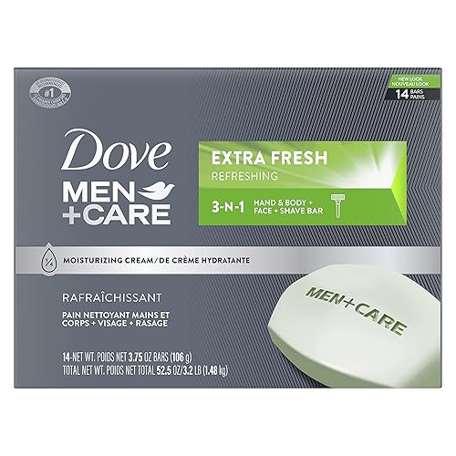 Dove Men+Care Bar 3 in 1 Cleanser for Body, Face, and Shaving Extra Fresh 14 Bars to Clean and Hydrate Skin Body and Facial Cleanser Mandarin Citrus Beauty & Personal Care DOVE MEN + CARE